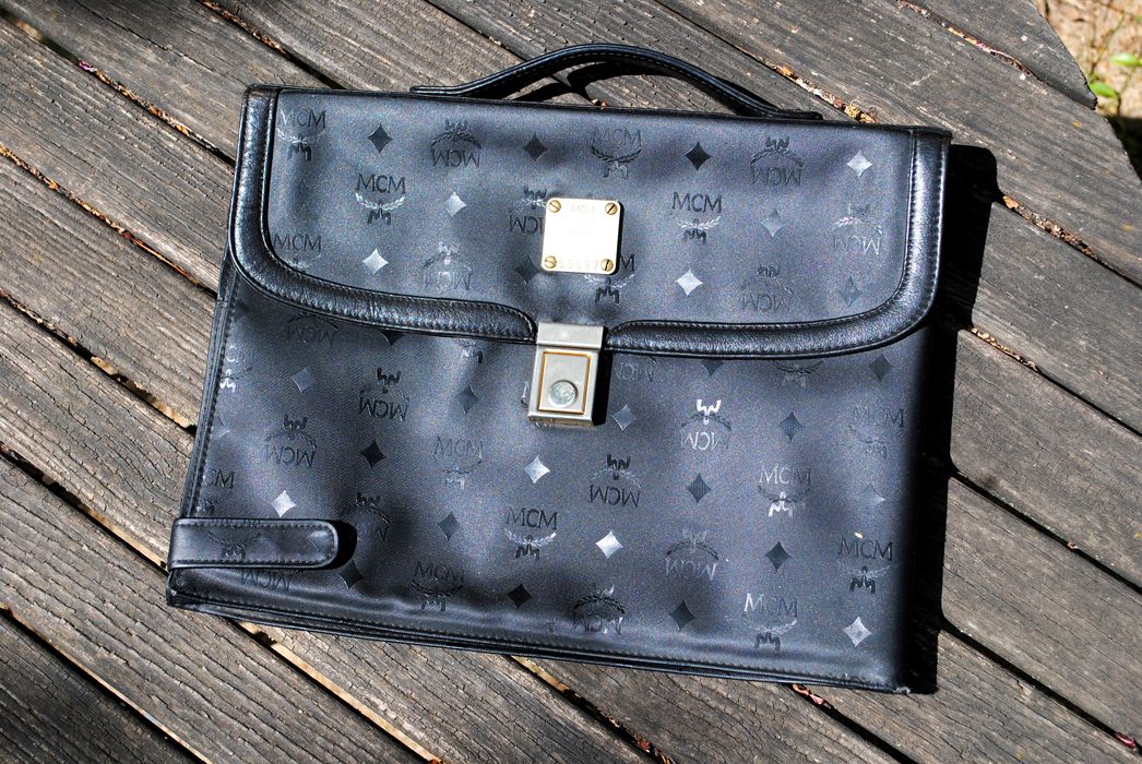 Vintage MCM black monogram briefcase, business bag, document purse