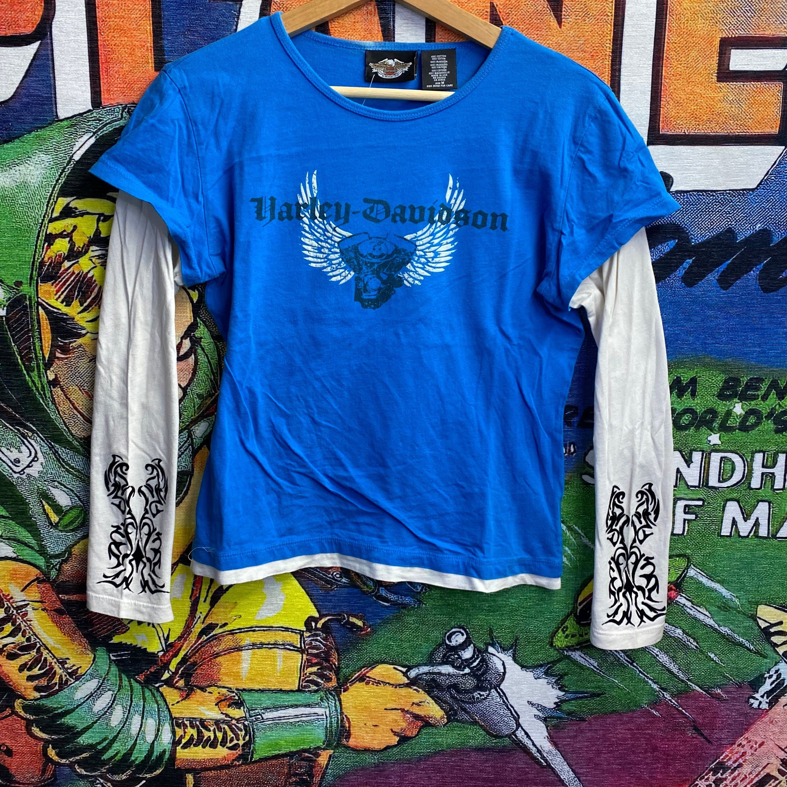 Harley Davidson × Vintage Y2K Harley Davidson Motorcyles Long Sleeved Tribal Tee Siz Size US M / EU 48-50 / 2 - 1 Thumbnail