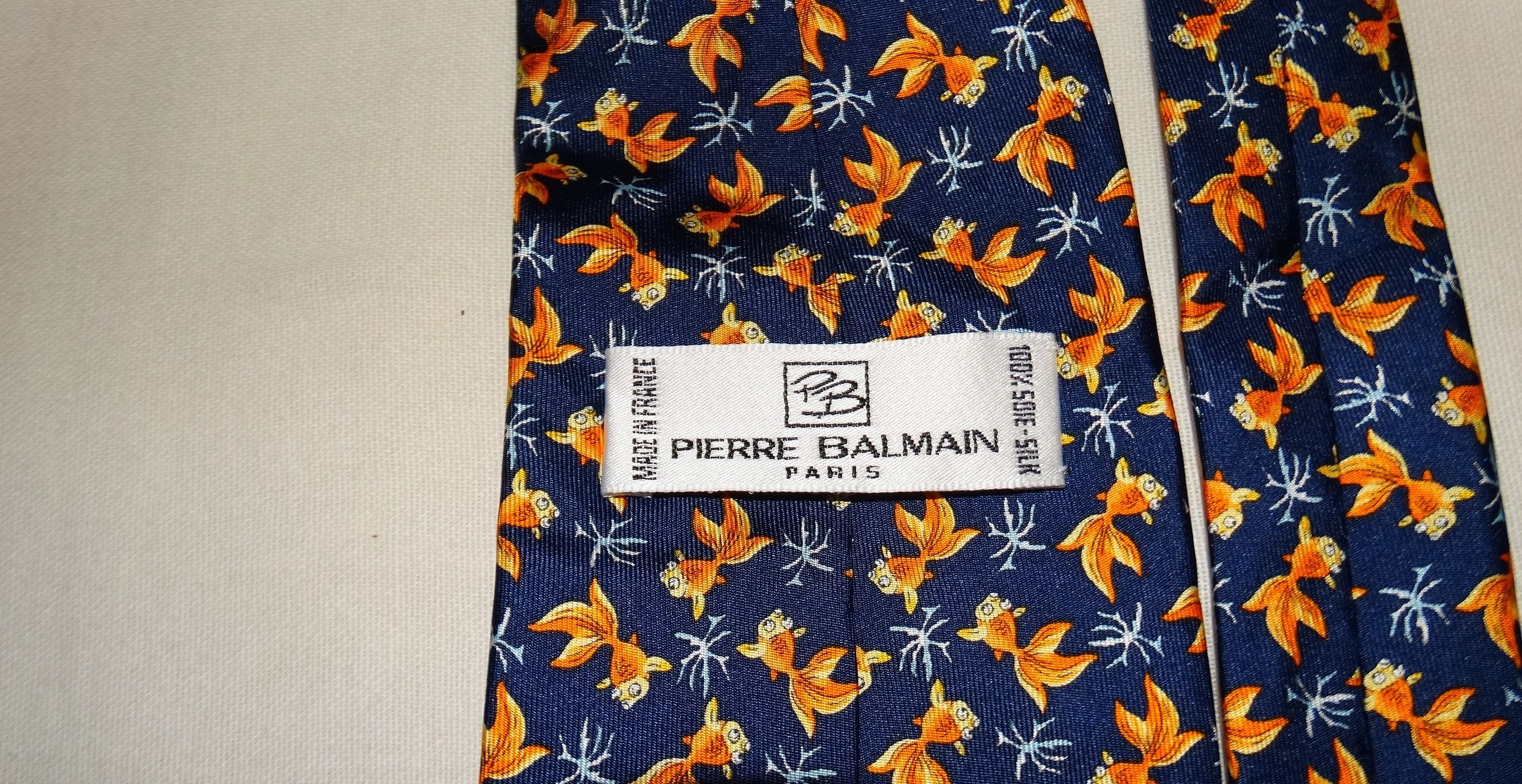 Balmain × Pierre Balmain T21 Balmain water floral flowers fish canvas tie silk NEW Size ONE SIZE - 2 Thumbnail