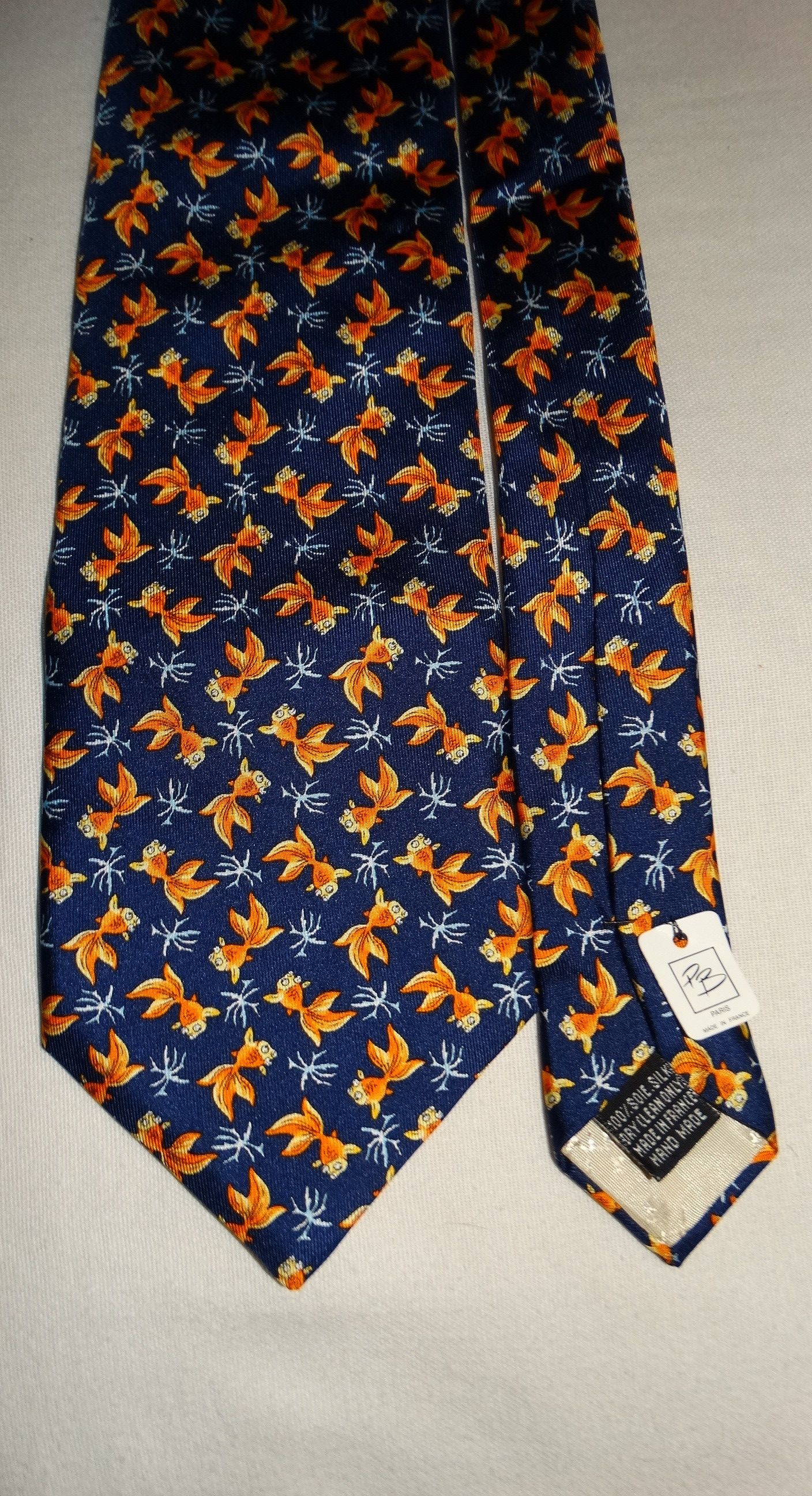 Balmain × Pierre Balmain T21 Balmain water floral flowers fish canvas tie silk NEW Size ONE SIZE - 3 Thumbnail