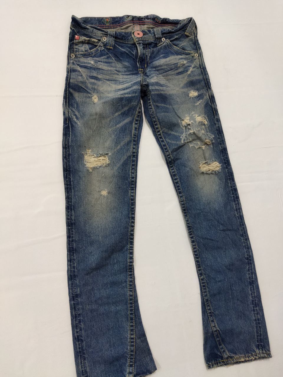 Japanese Brand Japanese Brand RODEO CROWNS Low Rise Distressed Jeans Size 27" / US 4 / IT 40 - 13 Thumbnail