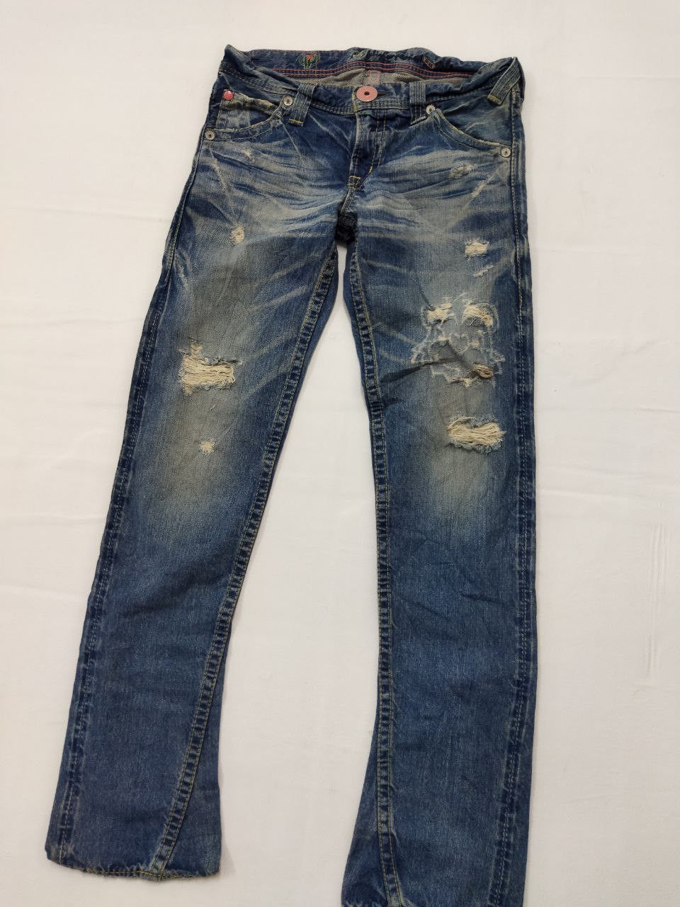 Japanese Brand Japanese Brand RODEO CROWNS Low Rise Distressed Jeans Size 27" / US 4 / IT 40 - 12 Thumbnail