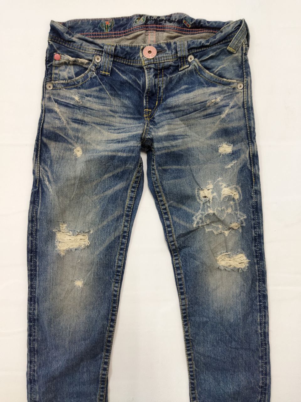 Japanese Brand Japanese Brand RODEO CROWNS Low Rise Distressed Jeans Size 27" / US 4 / IT 40 - 15 Thumbnail