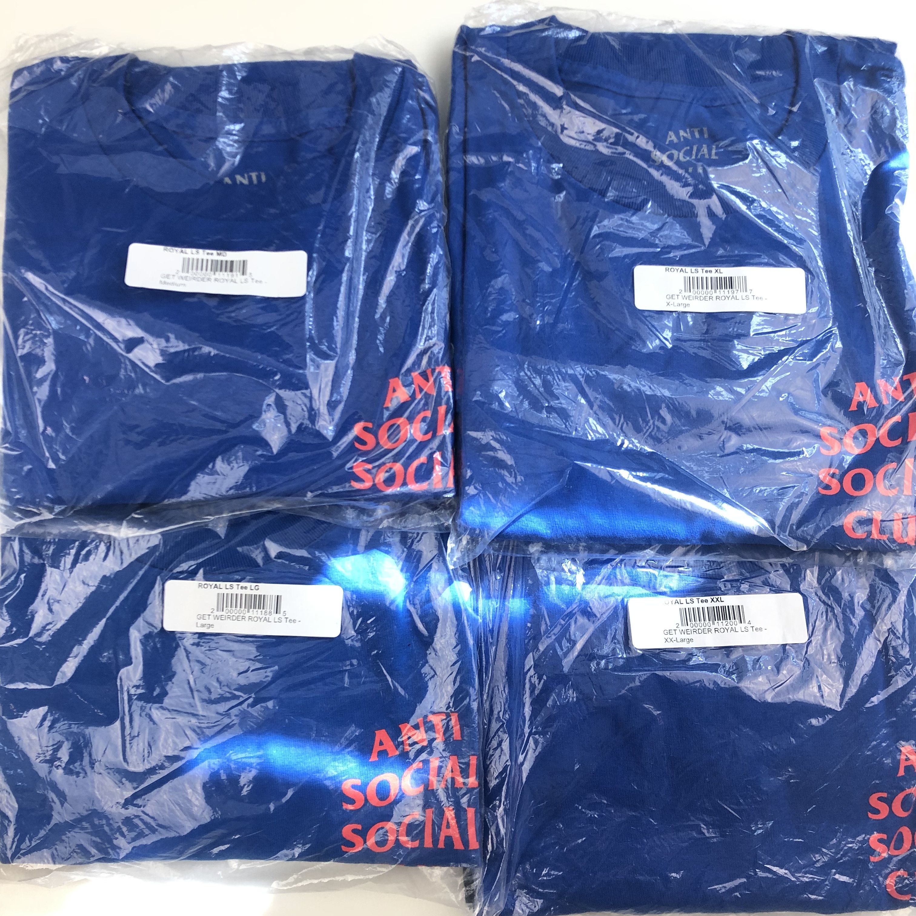 Anti Social Social Club DS ASSC get weirder royal LS Long Sleeve Tee FTP BAPE KITH Size US L / EU 52-54 / 3 - 9 Thumbnail