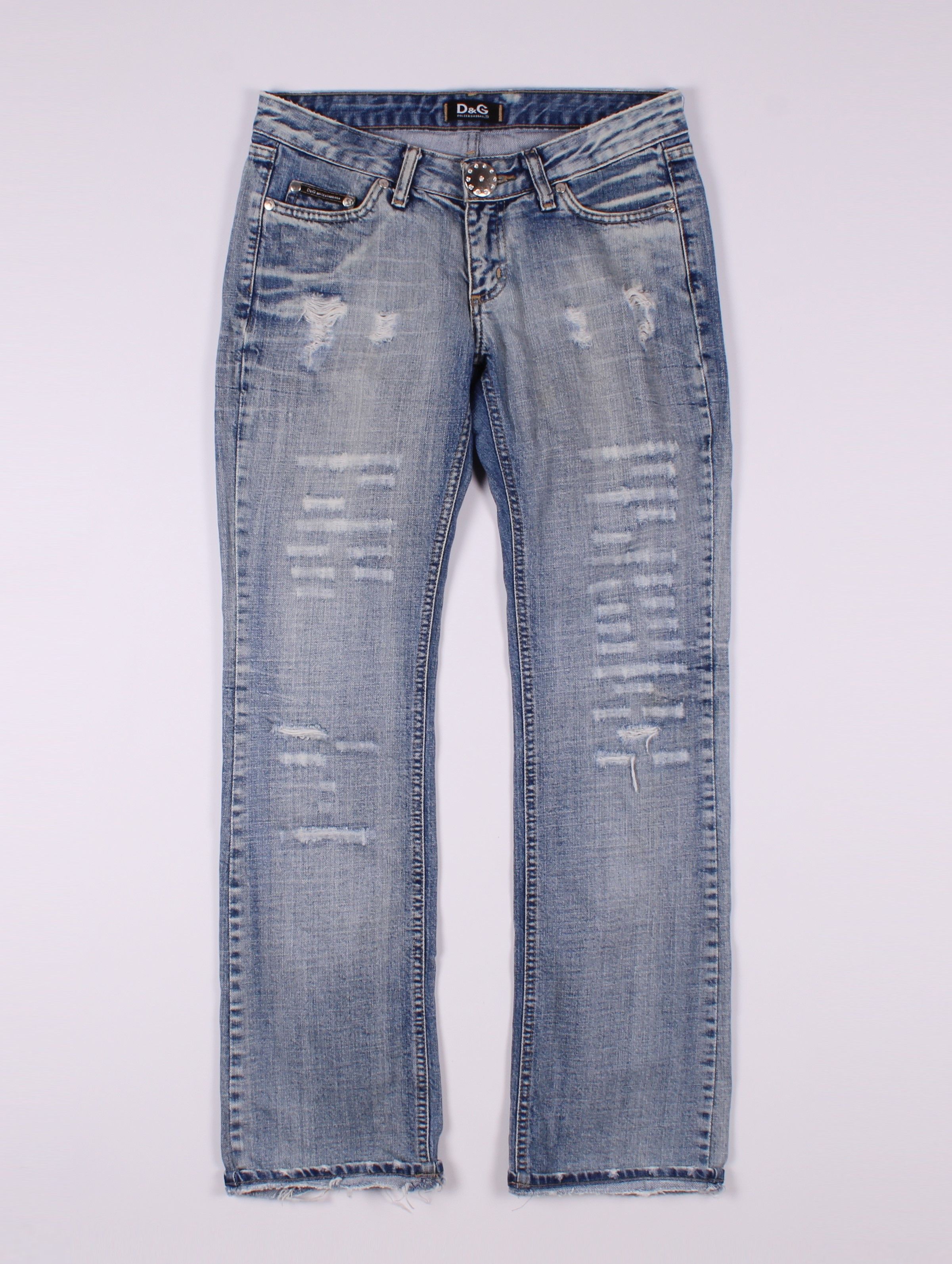 Vintage Dolce & Gabbana Low Rise Distressed Denim Jeans Y2K