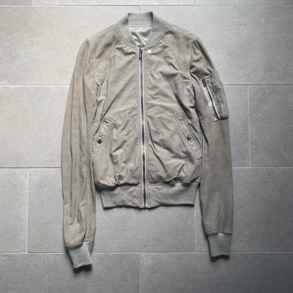 Pre-owned Rick Owens Ss19 Blistered Lamb Leather Bomber Oyster