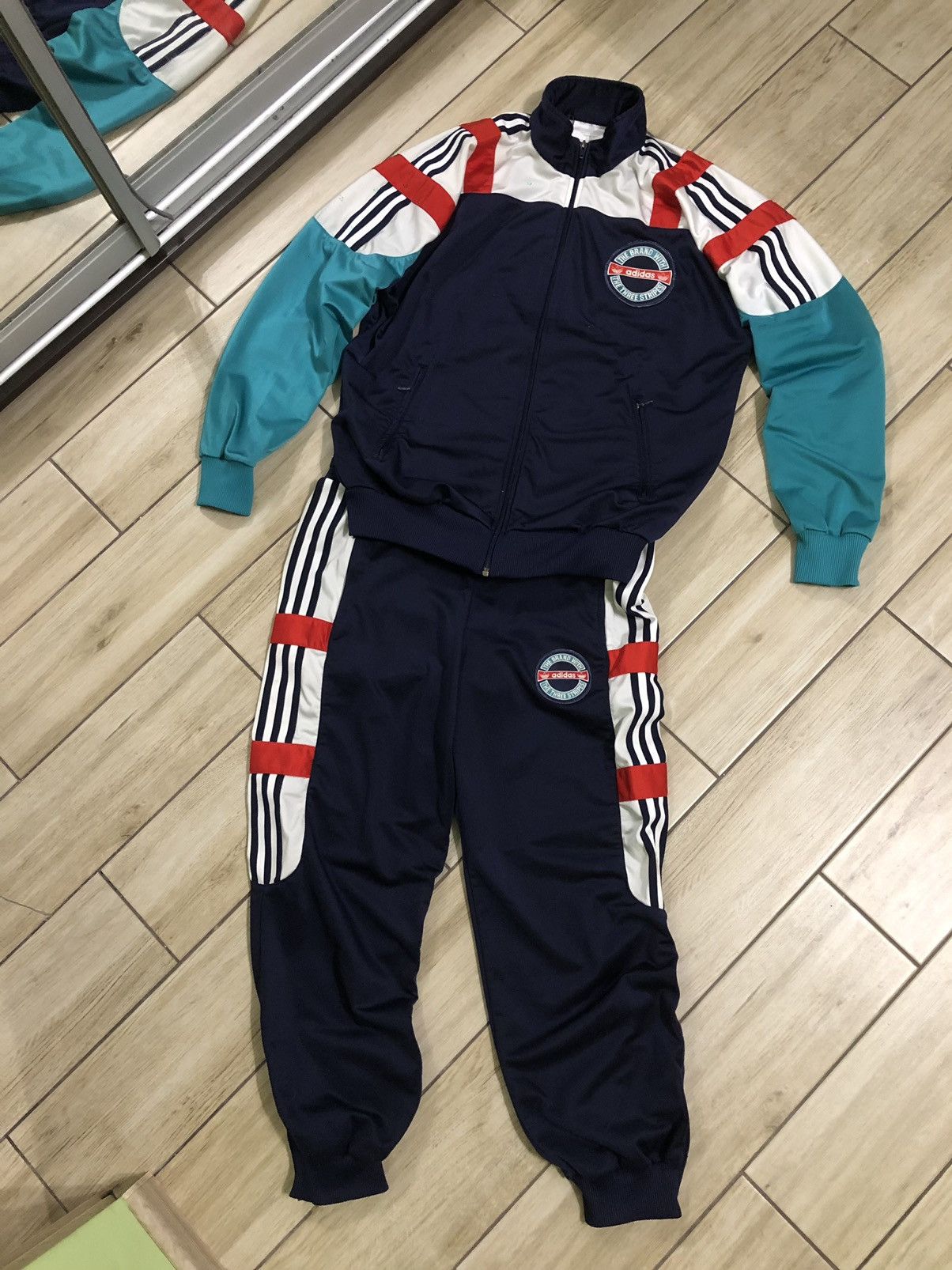 Pre-owned Adidas X Vintage Adidas Tracksuit Set S\m In Navy Blue