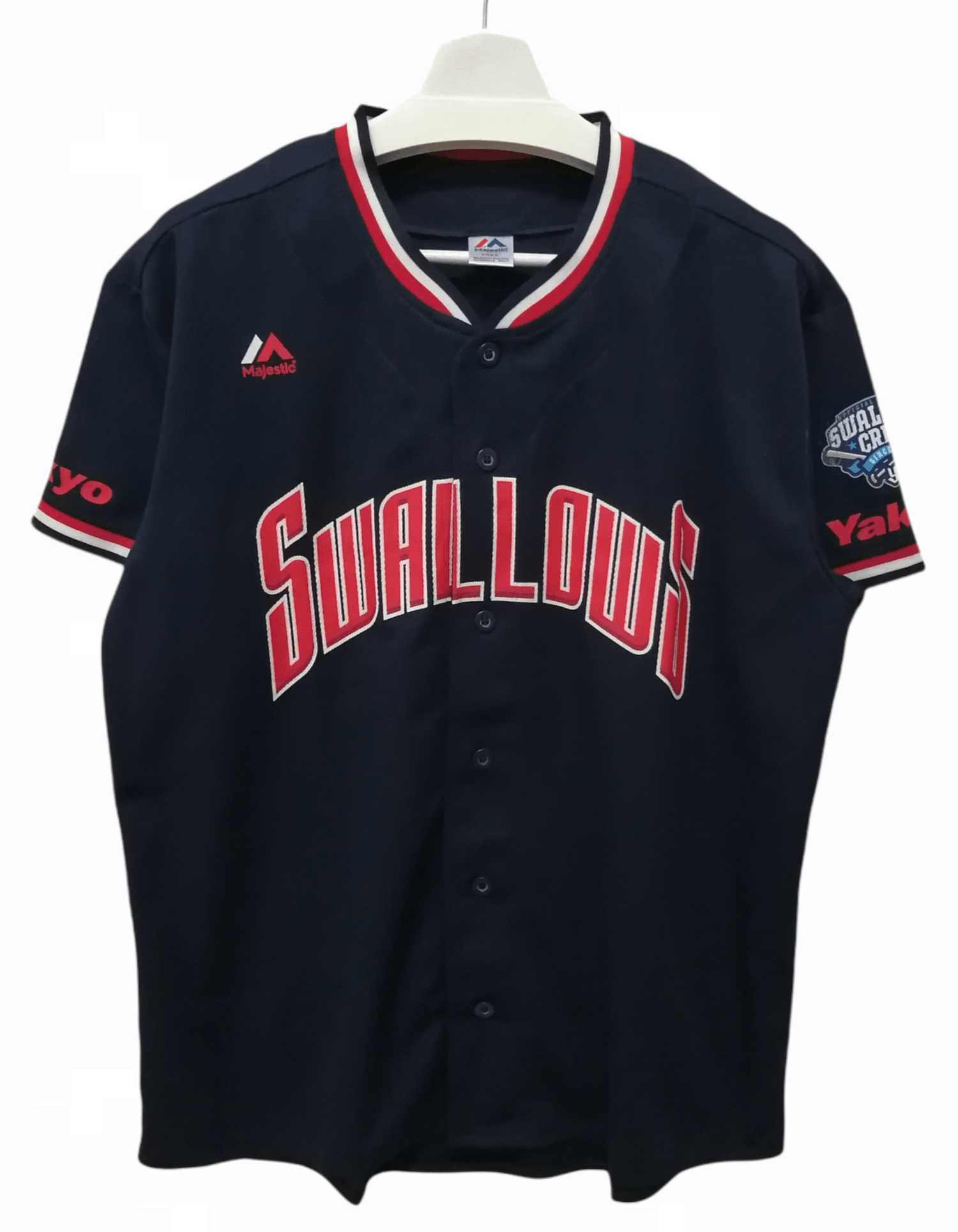 image of Majestic Swallows Crew Baseball Jersey in Blue, Men's (Size Large)