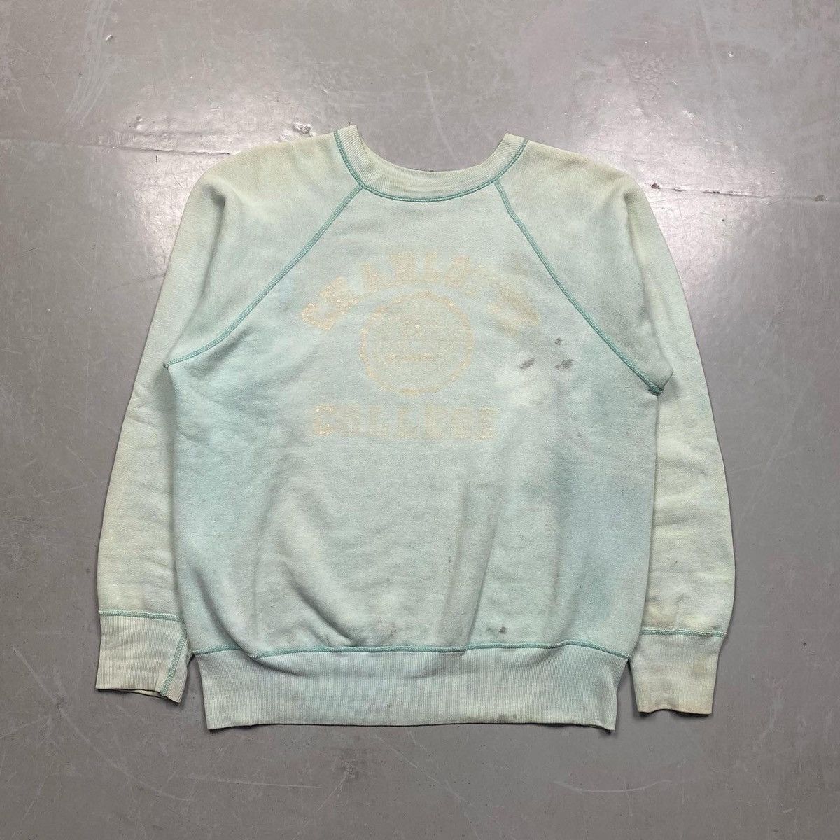 Image of 50S Faded Champion ‘Charlotte College’ Crewneck Sweatshirt in Mint, Men's (Size Large)