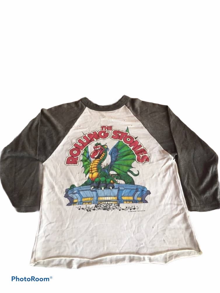 image of Band Tees x The Rolling Stones Rolling Stone Raglan Tee in White, Men's (Size Medium)
