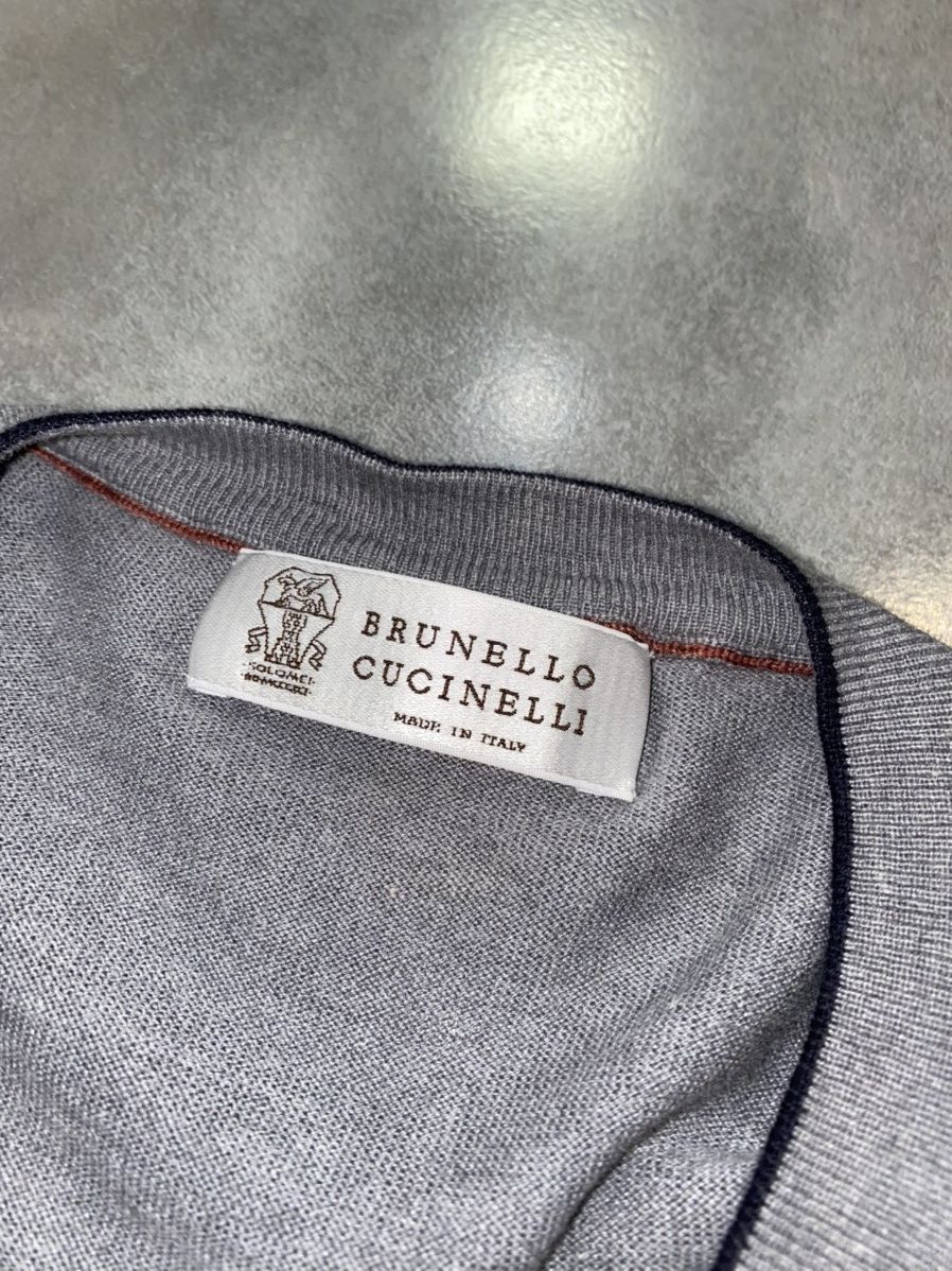 Brunello Cucinelli Brunello Cucinelli Gray V-Neck Sweater Size US XL / EU 56 / 4 - 11 Thumbnail