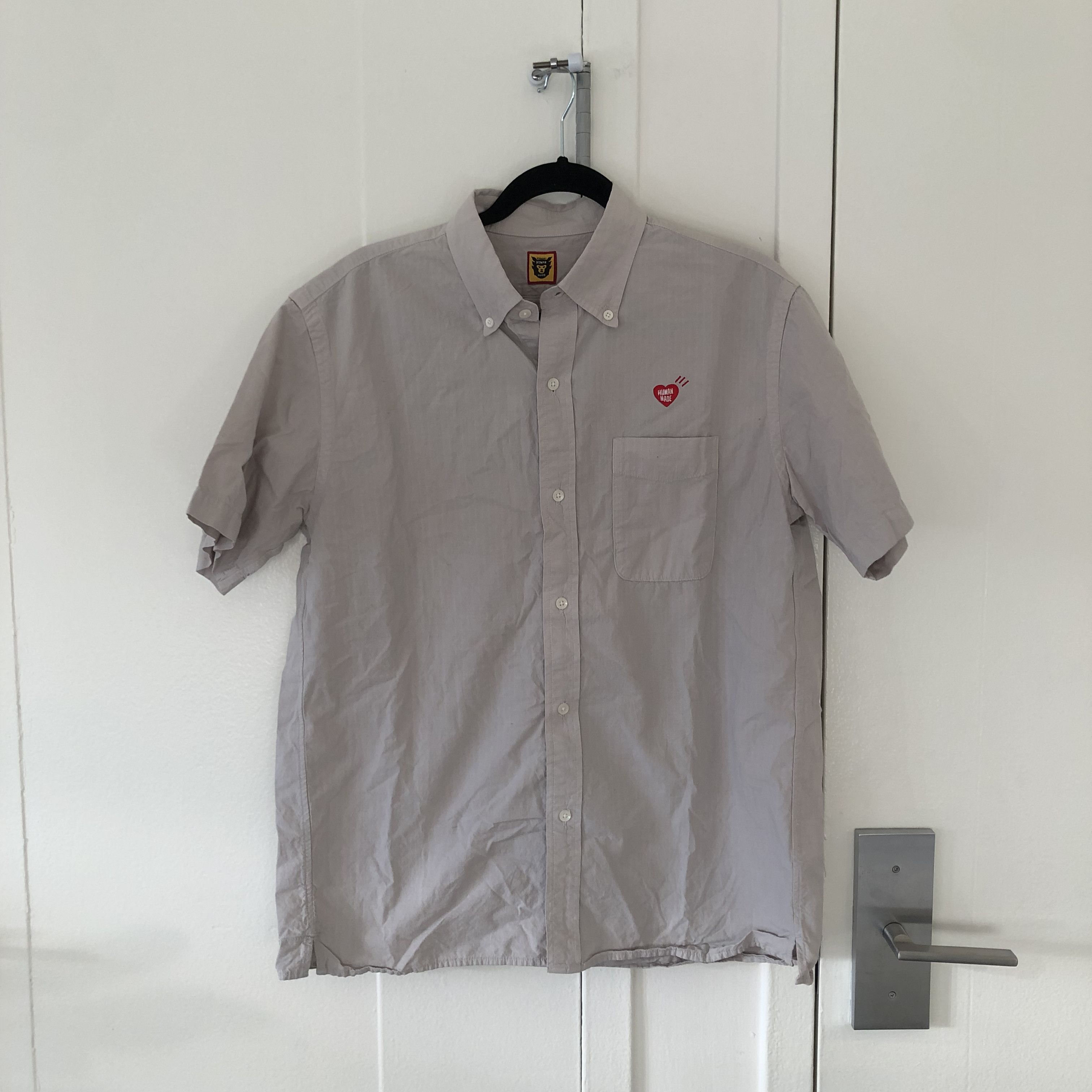 image of Human Made Heart Short Sleeve Button Up in Grey, Men's (Size XL)