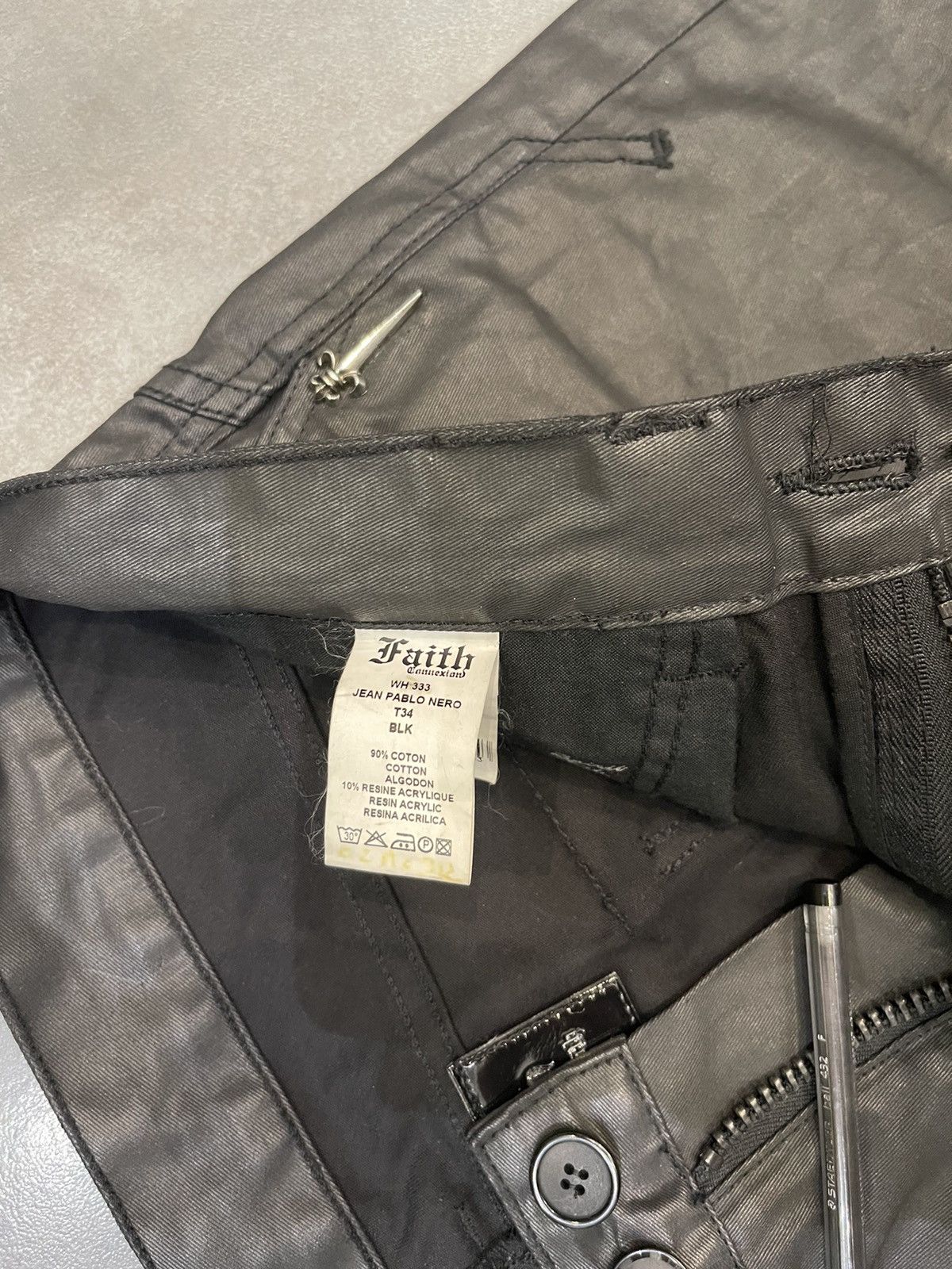 Faith Connexion Faith Connection Chrome Hearts Like Waxed Zipped Denim Size US 34 / EU 50 - 22 Thumbnail