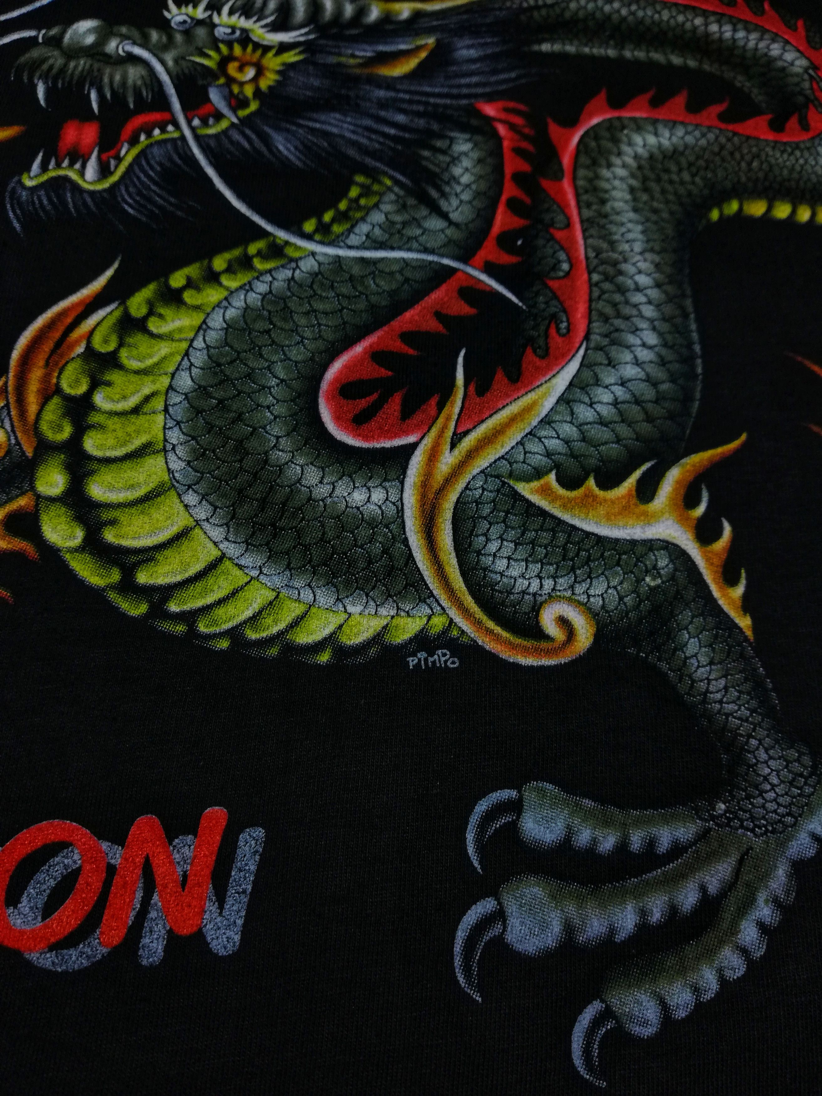 Japanese Brand 🔥Japanese Dragon Pimpo Black Printed Sukajan T Shirts🔥 Size US XXL / EU 58 / 5 - 3 Thumbnail