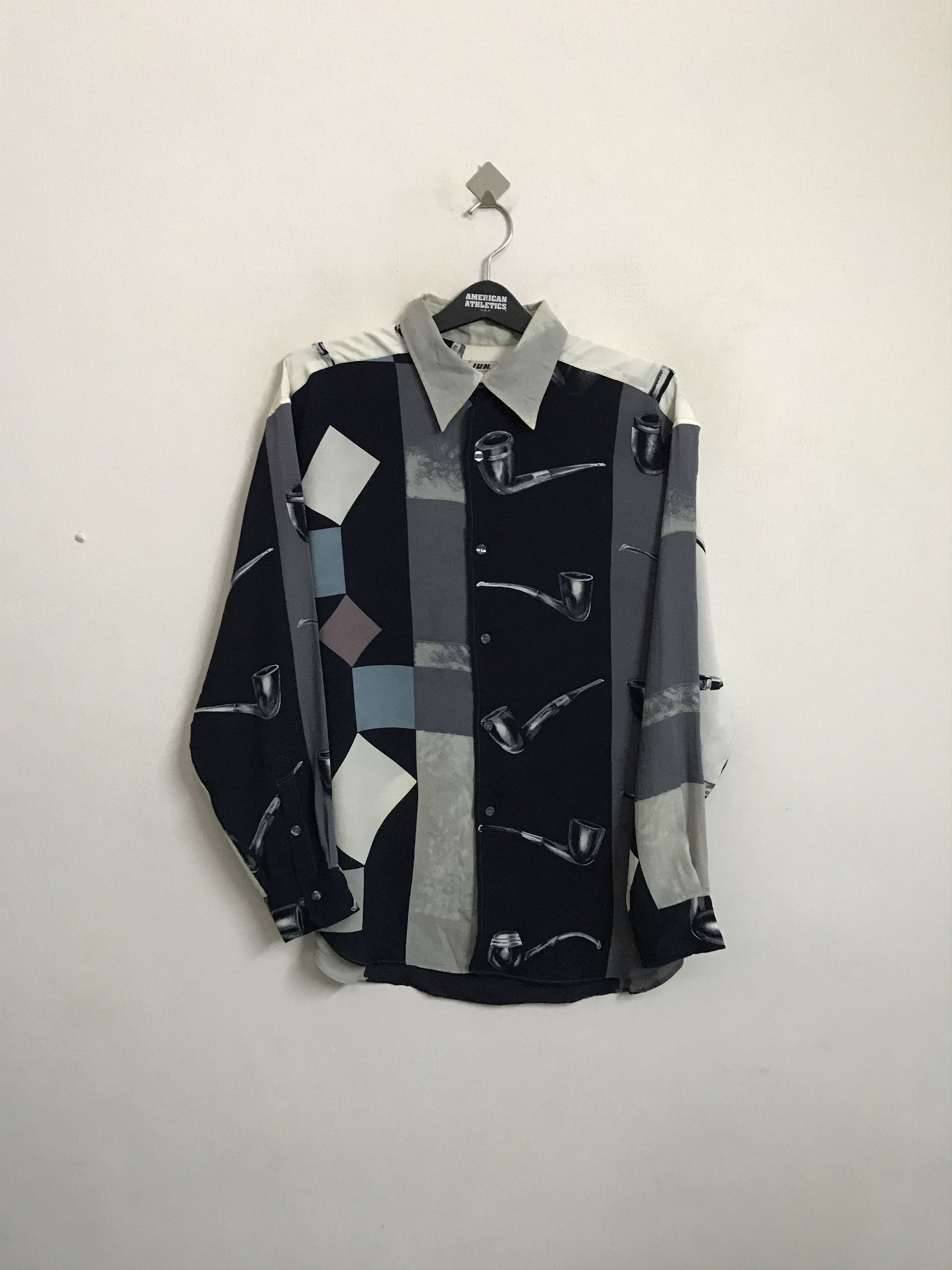 Japanese Brand 80s JUN MEN Made in Japan Smoking Pipe Pop Art Shirt Size US L / EU 52-54 / 3 - 2 Thumbnail