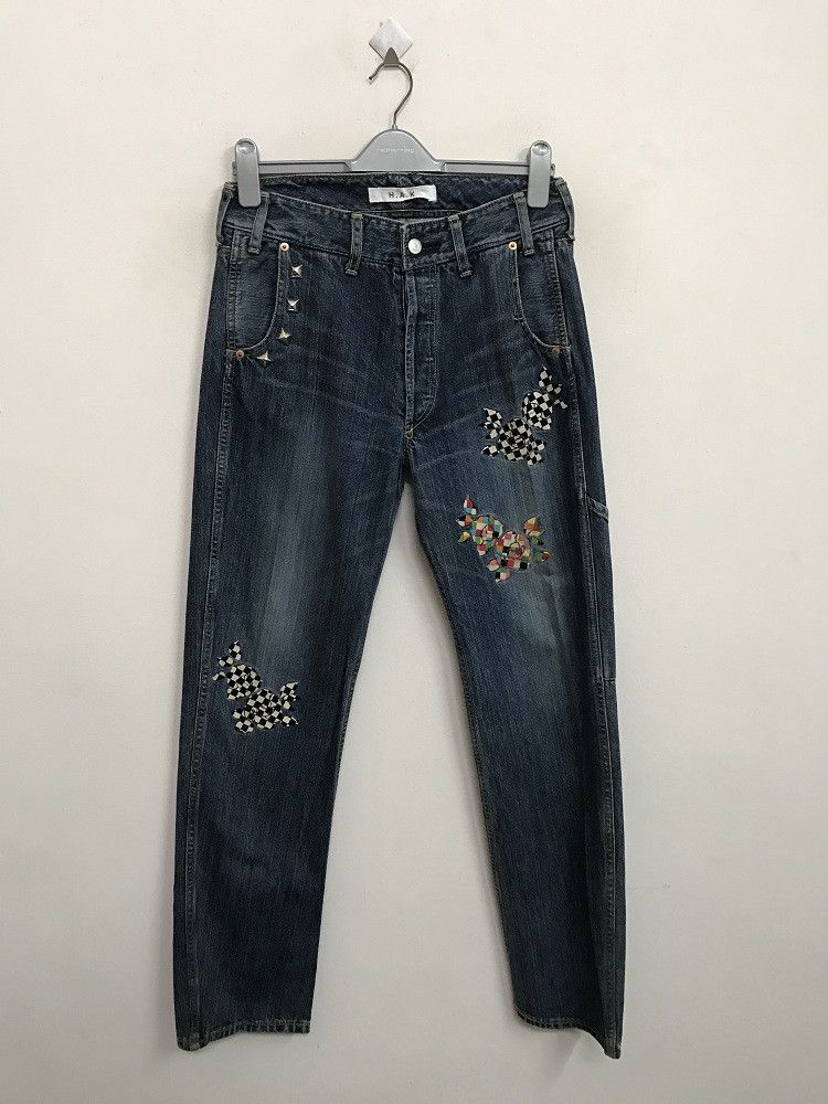 Vintage H.A.K Japan " Golden Fish " Embroidery Distress Denim Size US 30 / EU 46 - 1 Thumbnail