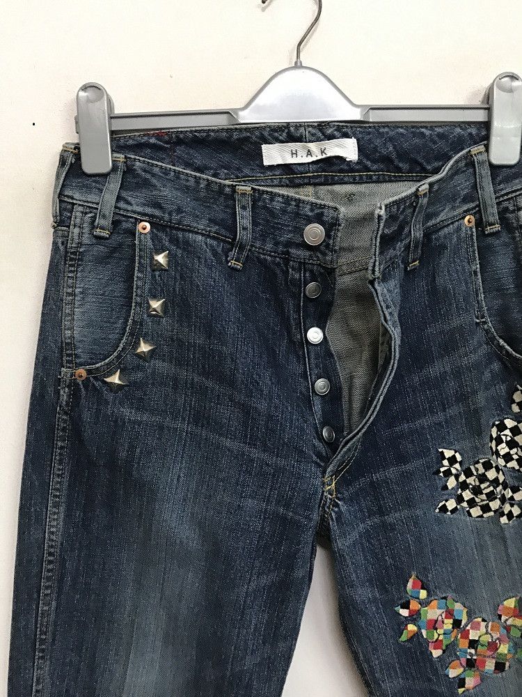 Vintage H.A.K Japan " Golden Fish " Embroidery Distress Denim Size US 30 / EU 46 - 4 Thumbnail