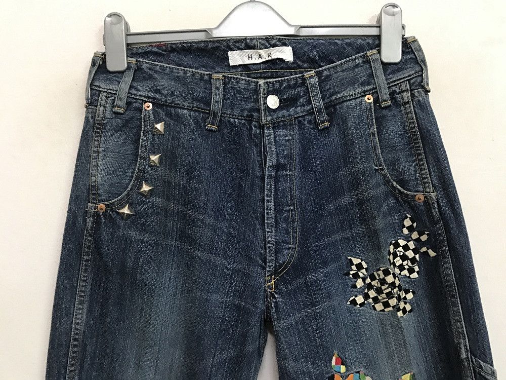 Vintage H.A.K Japan " Golden Fish " Embroidery Distress Denim Size US 30 / EU 46 - 3 Thumbnail