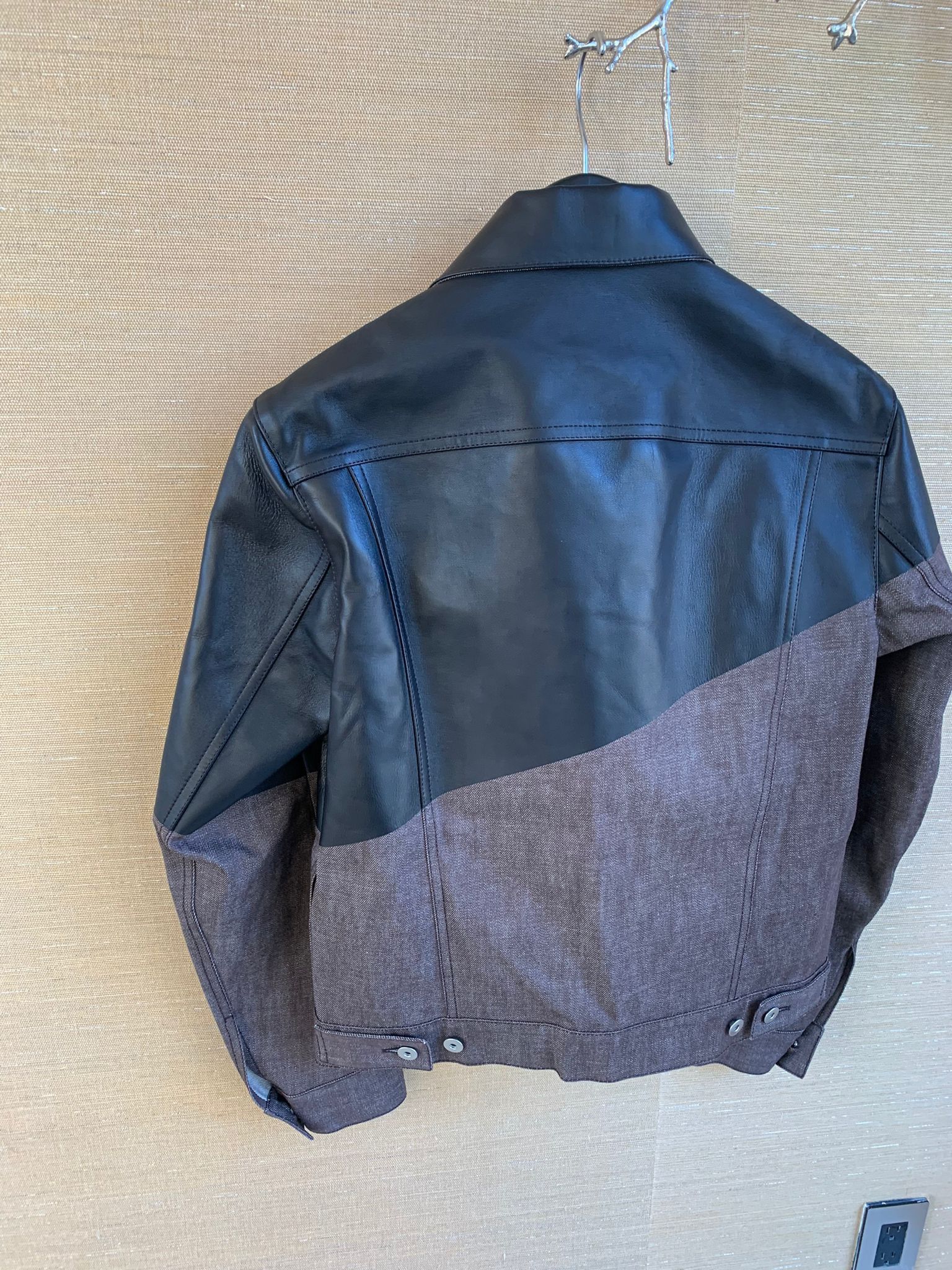 Bottega Veneta Leather Hybrid Denim Jacket in Brown Black Size US M / EU 48-50 / 2 - 19 Thumbnail