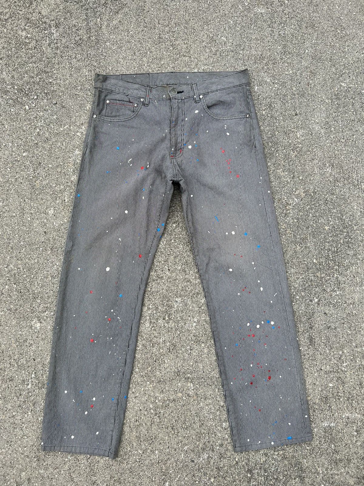 Vintage HIROMICHI NAKANO Japan Paint Splashed Striped Painter Pant Size US 32 / EU 48 - 1 Thumbnail