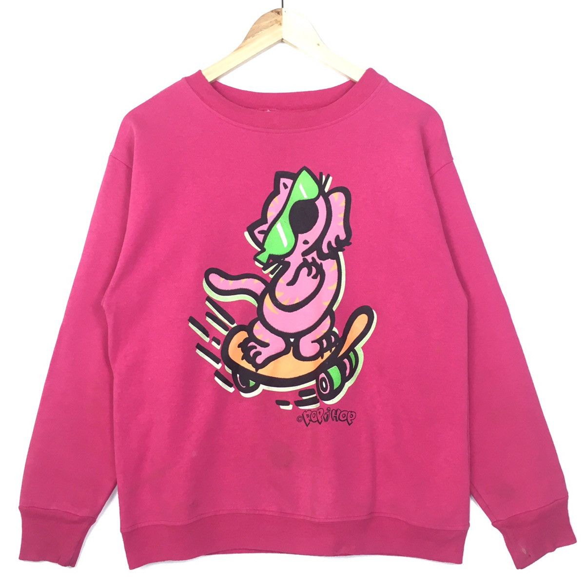 image of Vintage 90's Skateboard Pop & Hop Sweatshirt in Pink, Men's (Size Medium)