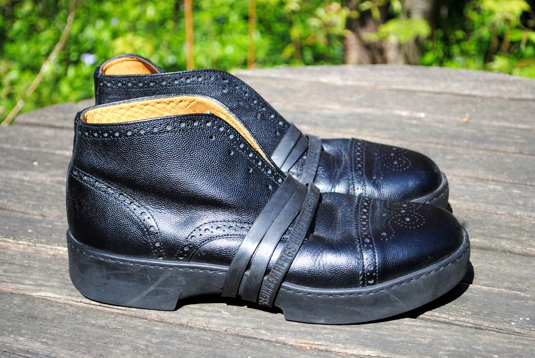 Dirk Bikkembergs Vintage Black Brogue Rubber Band Leather Shoes