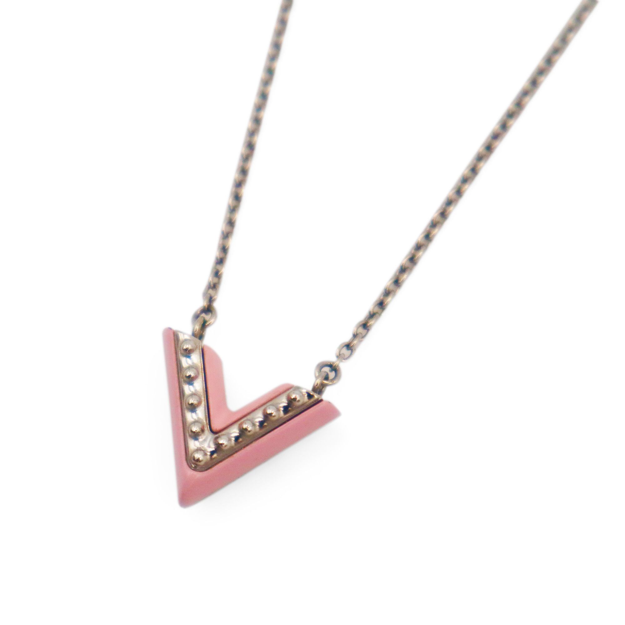 Louis Vuitton Silver Lacquer Essential V Necklace