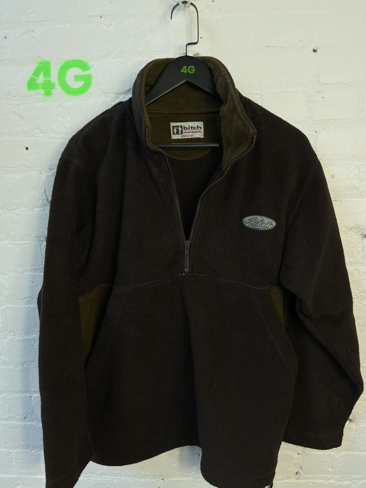 Vintage 90s BITCH SKATEBOARDS THRASHED WORN IN SWEATER PUKE GREEN Size US M / EU 48-50 / 2 - 9 Thumbnail