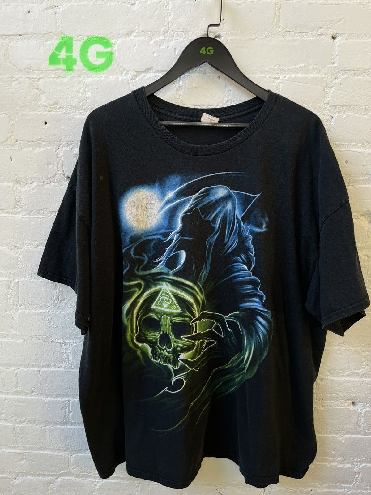 image of Vintage 90's Grim Reaper Fucking Sick!!! Oversize Shirt 3Xl in Black, Men's (Size 2XL)