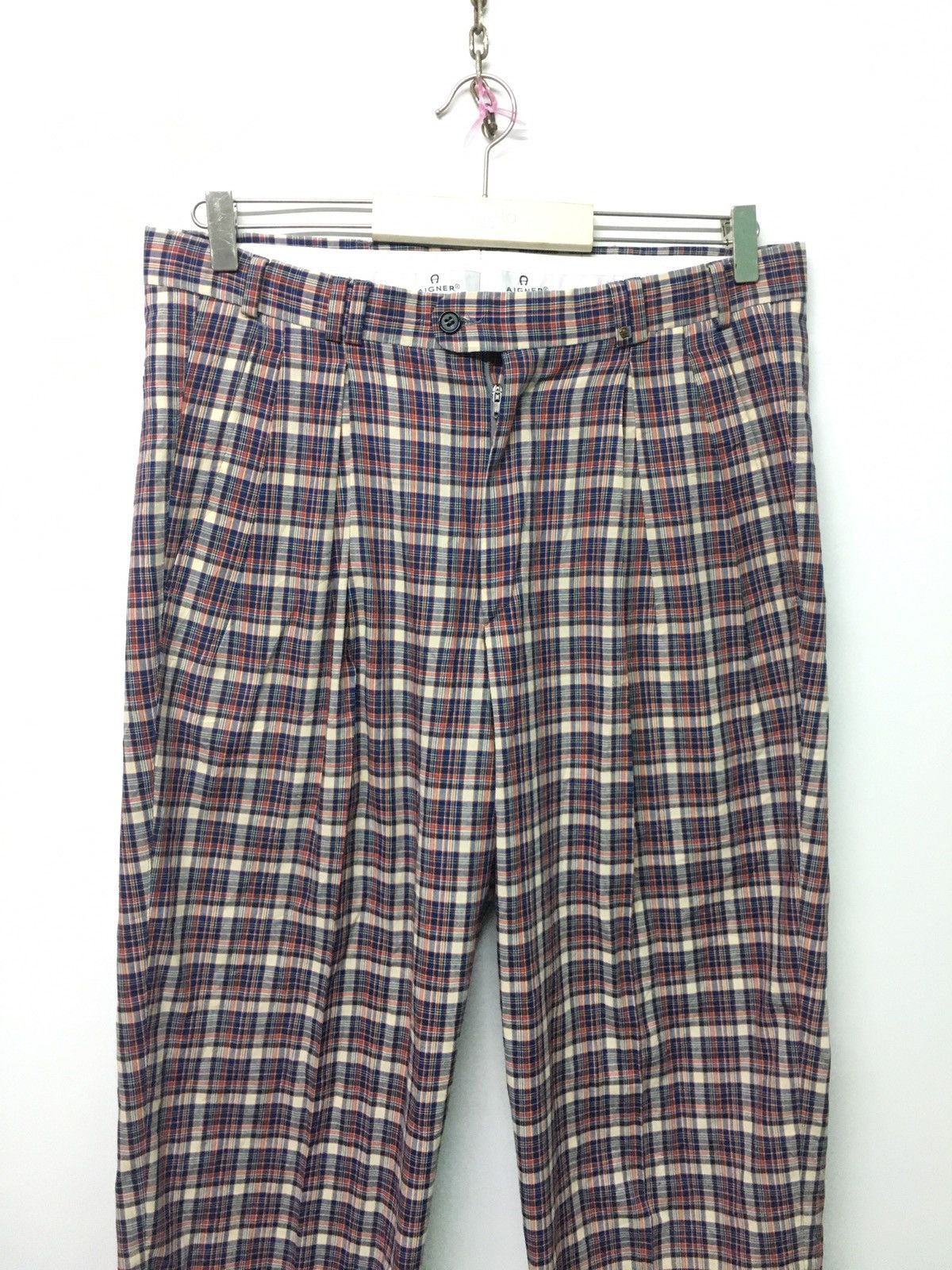 Aigner × Vintage Vintage Aigner Baggy Style Checkred Size US 33 - 2 Thumbnail