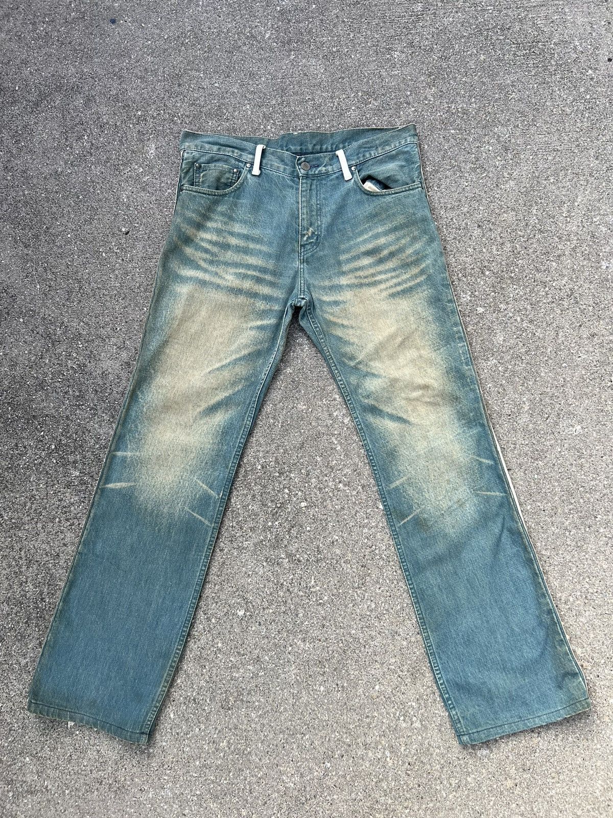 ABAHOUSE Vintage ABAHOUSE Japan Side Leather Tape Denim Mud Jeans Size US 32 / EU 48 - 1 Thumbnail