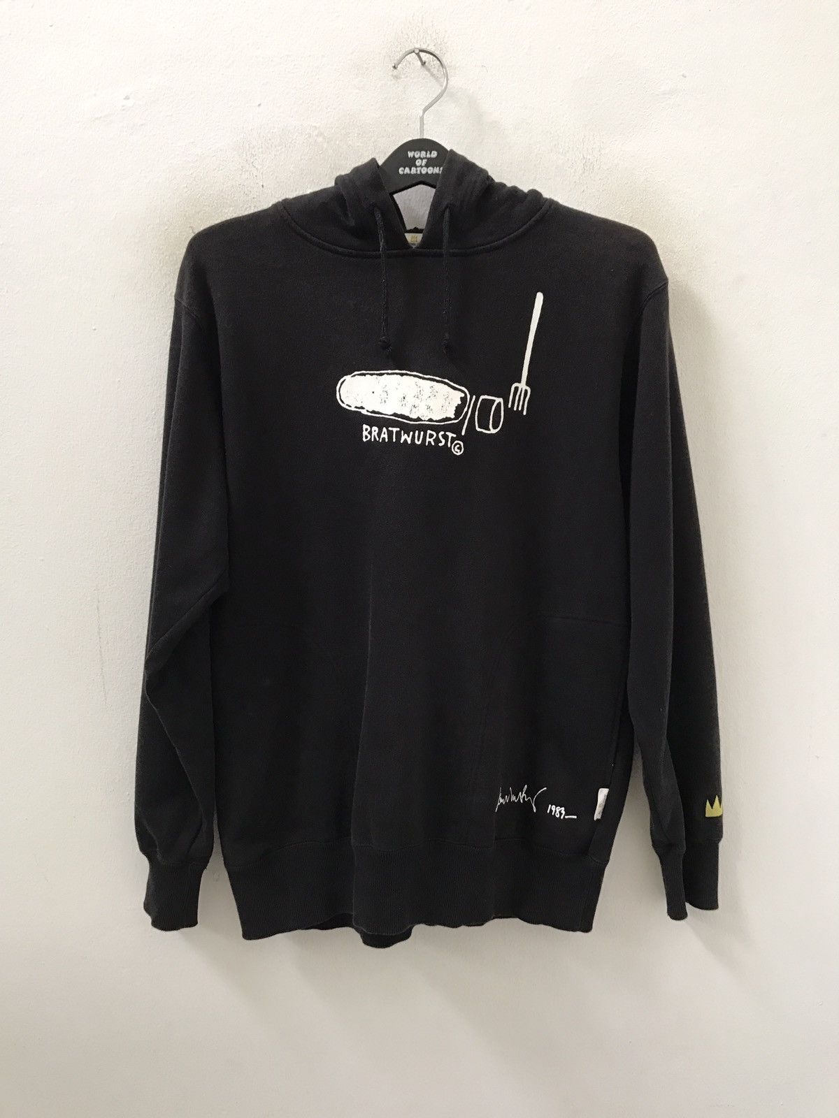 Jean-Michel Basquiat Vintage 2000s JMB X Uniqlo " BRATWURST " Black Hoodie Size US M / EU 48-50 / 2 - 1 Thumbnail