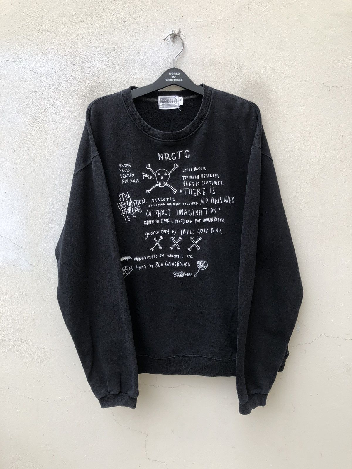 Narcotic GDC Vtg Y2K 2003 Narcotic Pop Art Faded Black Crewneck Sweater Size US XL / EU 56 / 4 - 6 Thumbnail