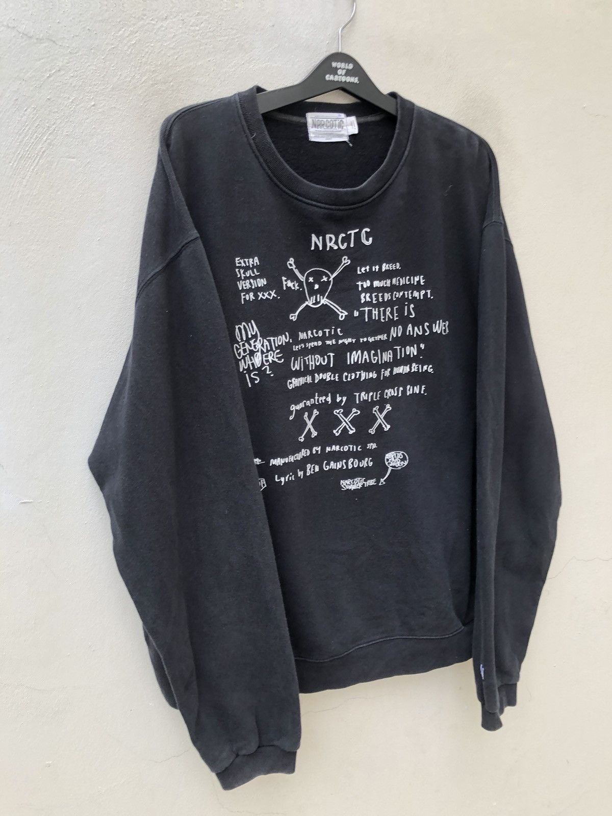 Narcotic GDC Vtg Y2K 2003 Narcotic Pop Art Faded Black Crewneck Sweater Size US XL / EU 56 / 4 - 9 Thumbnail