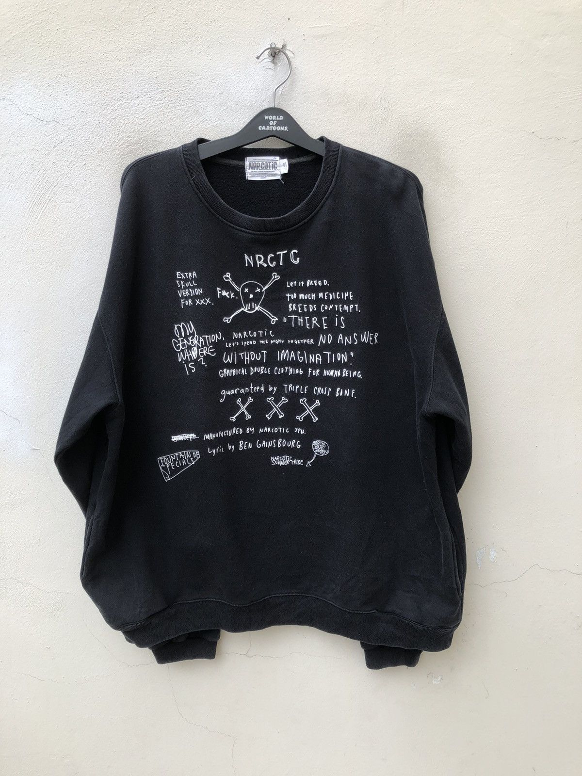 Narcotic GDC Vtg Y2K 2003 Narcotic Pop Art Faded Black Crewneck Sweater Size US XL / EU 56 / 4 - 10 Thumbnail