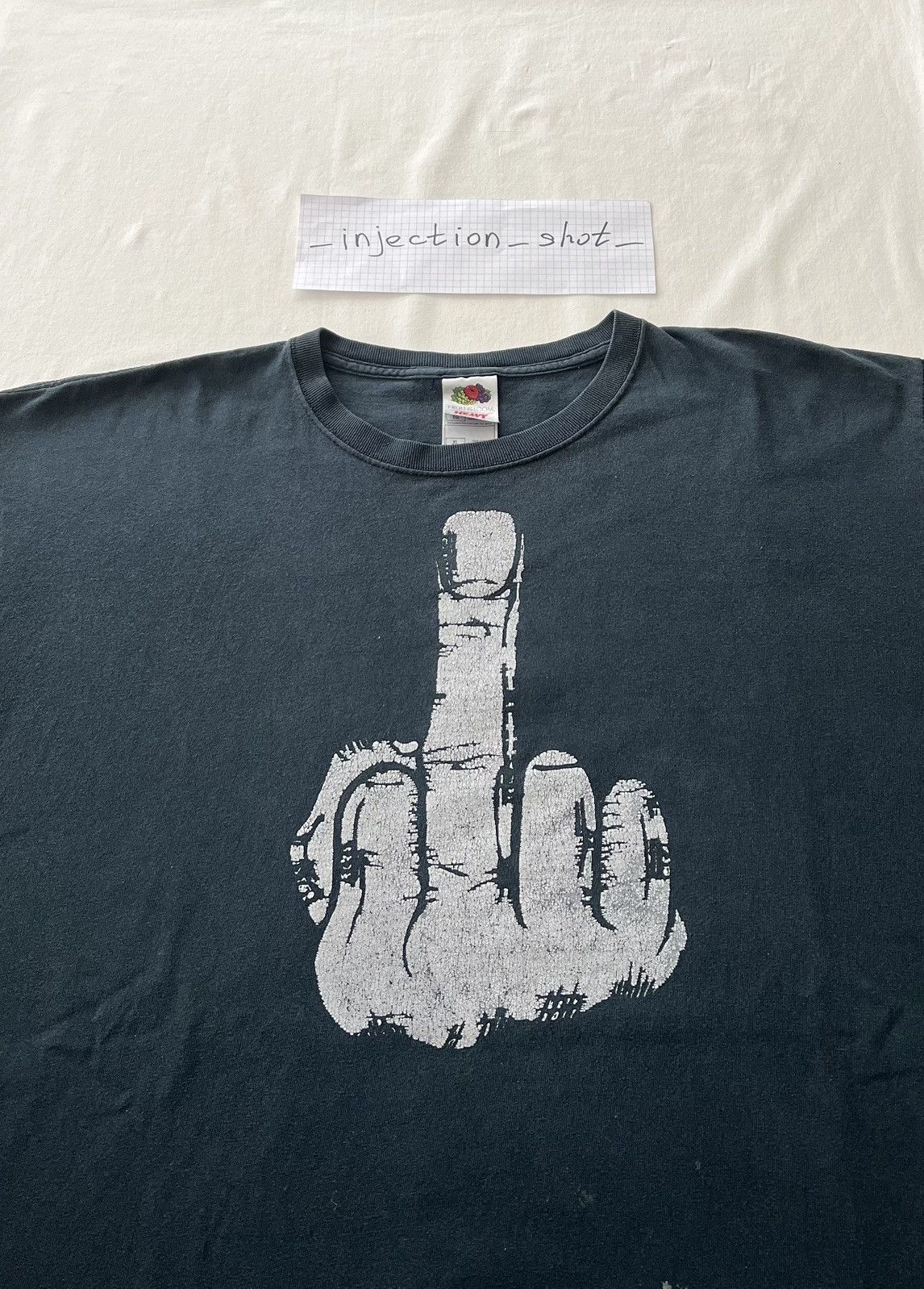 Vintage Vintage 2000s Fuck You Hand Sign Middle Finger Black Tee