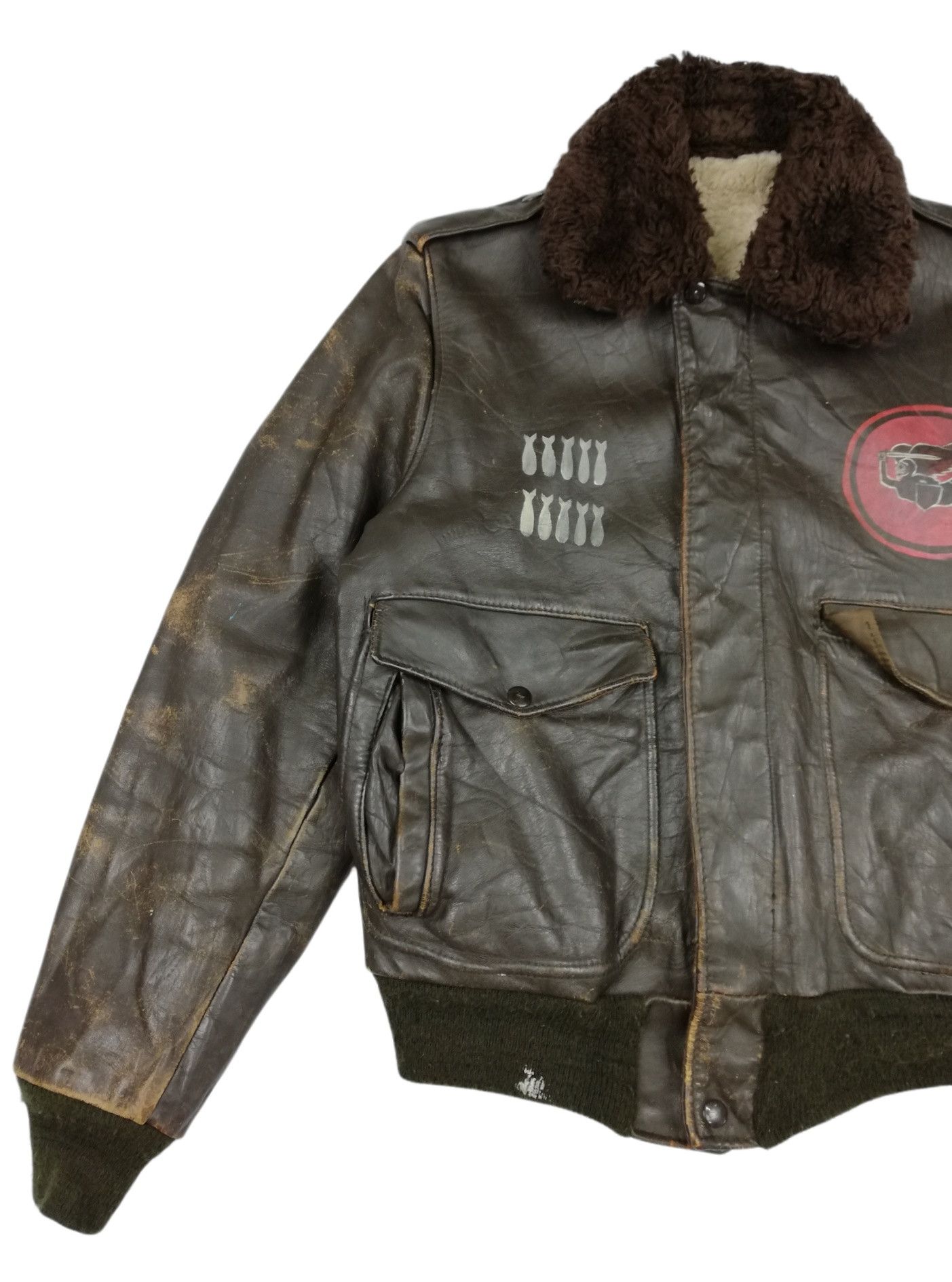 Vintage 🔥Design U.S. WWII Bomber The Big Thot A-2 Flight Jacket Size US M / EU 48-50 / 2 - 4 Thumbnail