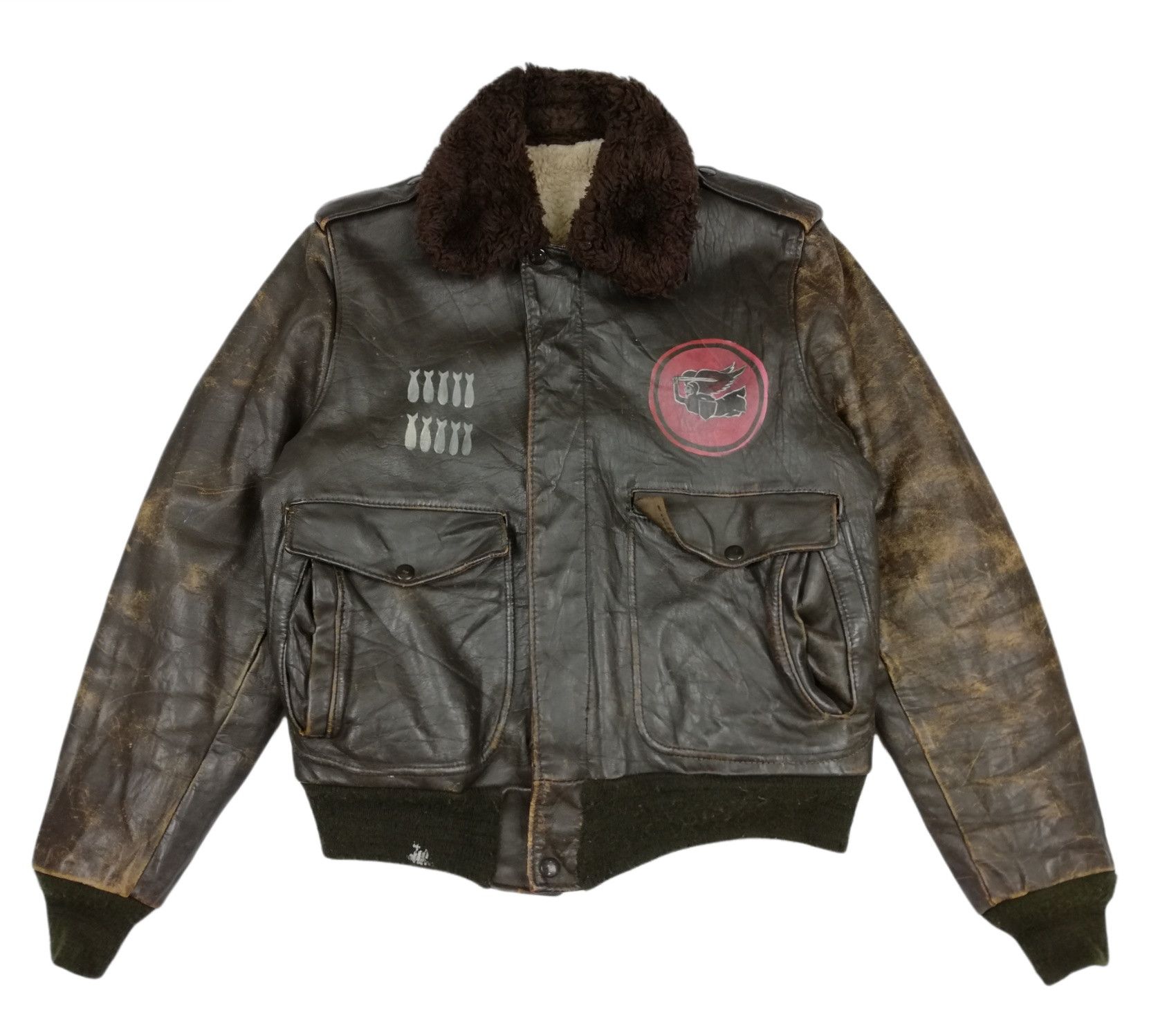 Vintage 🔥Design U.S. WWII Bomber The Big Thot A-2 Flight Jacket Size US M / EU 48-50 / 2 - 2 Thumbnail