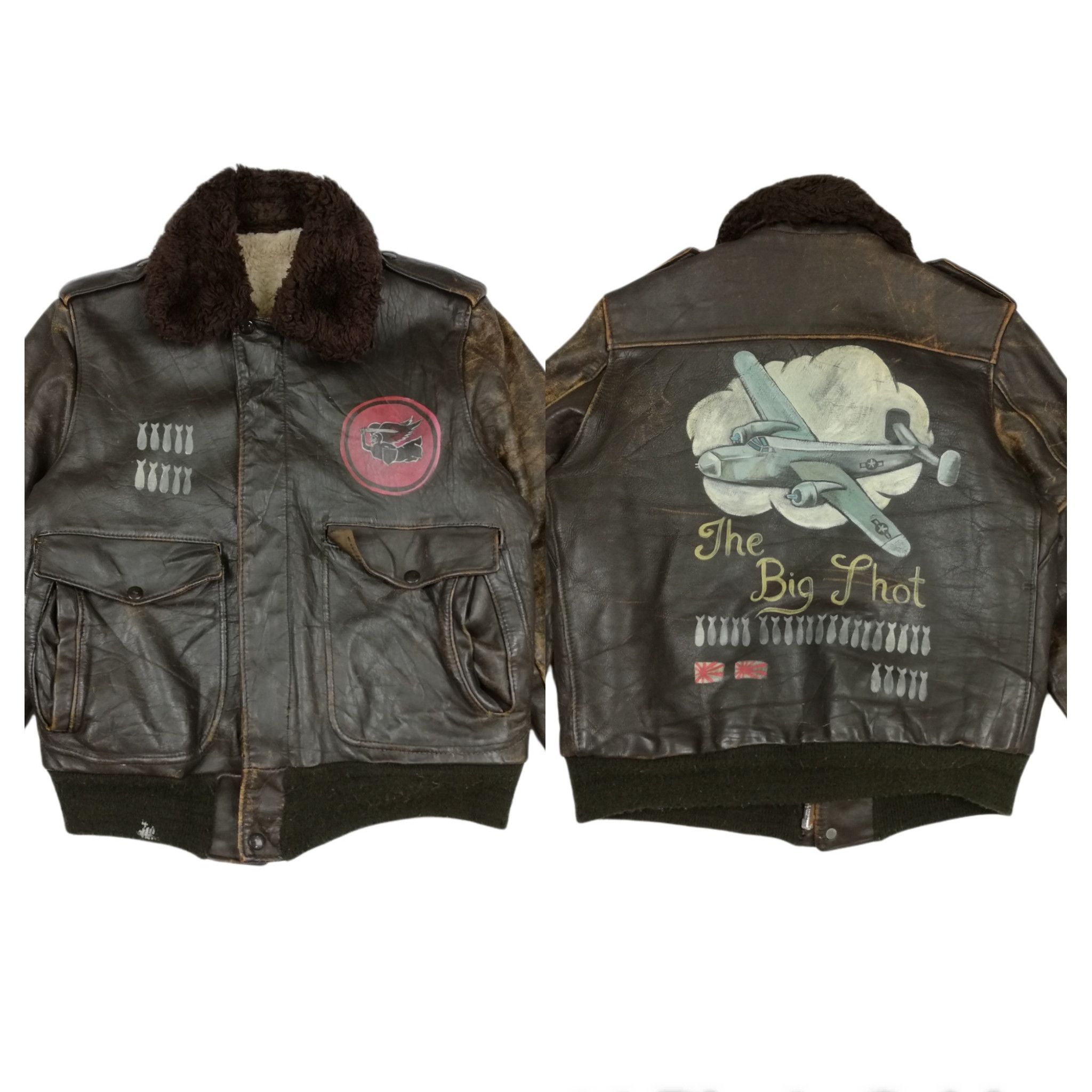 Vintage 🔥Design U.S. WWII Bomber The Big Thot A-2 Flight Jacket Size US M / EU 48-50 / 2 - 1 Thumbnail