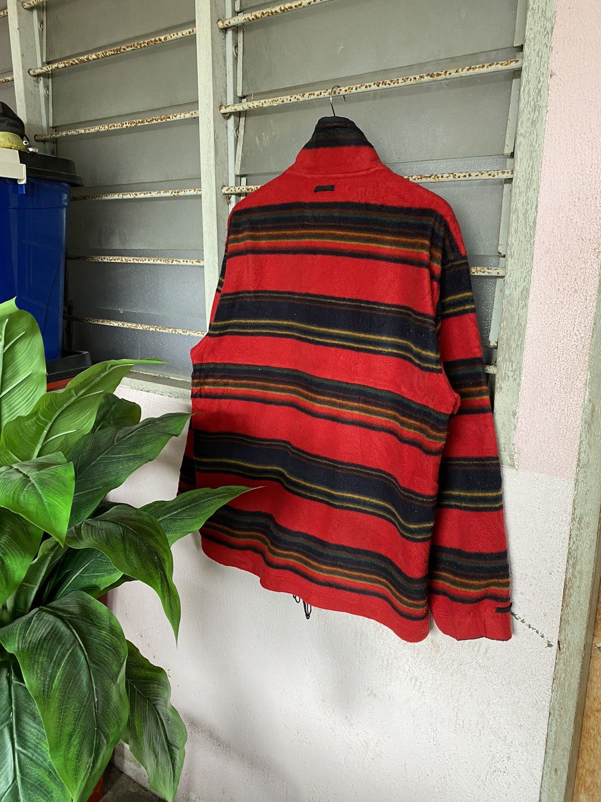 image of Vintage Polo Club Rainbow Striped Fleece Jacket, Men's (Size Large)
