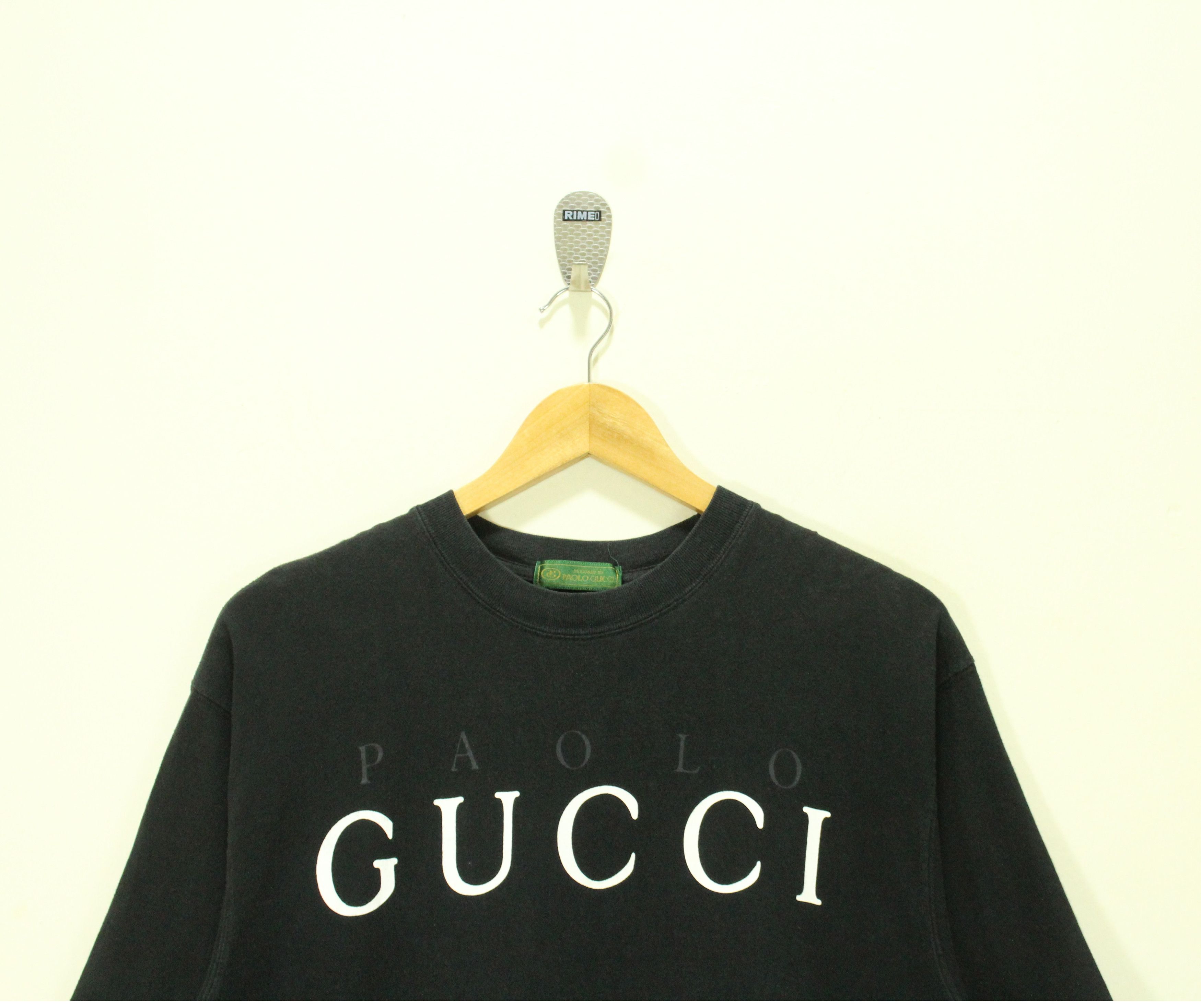 image of Vintage Paolo Gucci T Shirt Big Logo Spell Out in Black, Men's (Size Large)