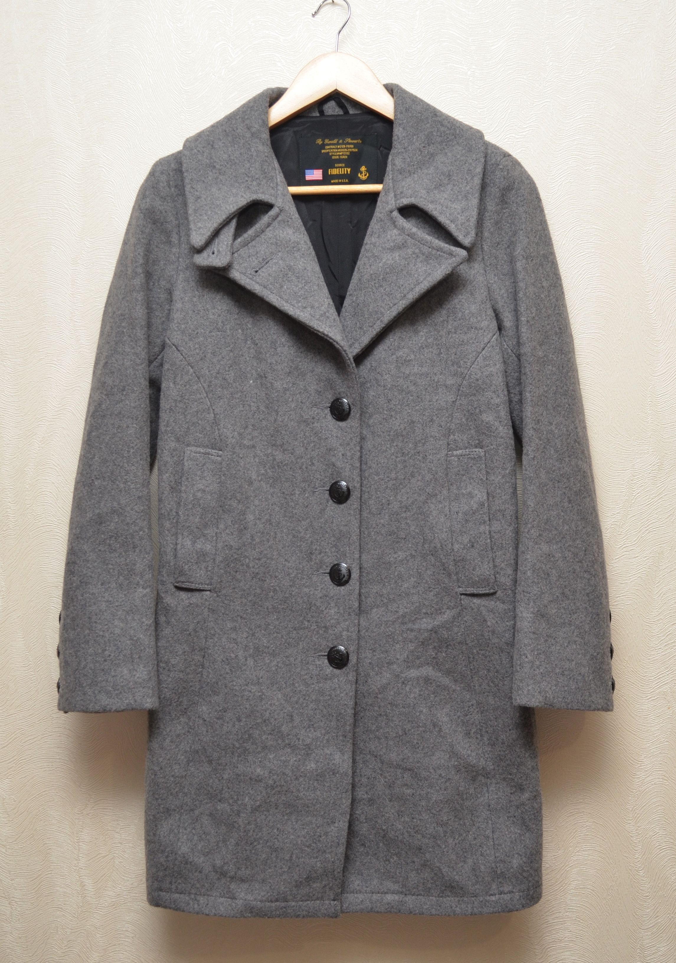 image of Vintage Gerald Stewart Fidelity Pea Coat Wool Jacket in Grey, Women's (Size Medium)