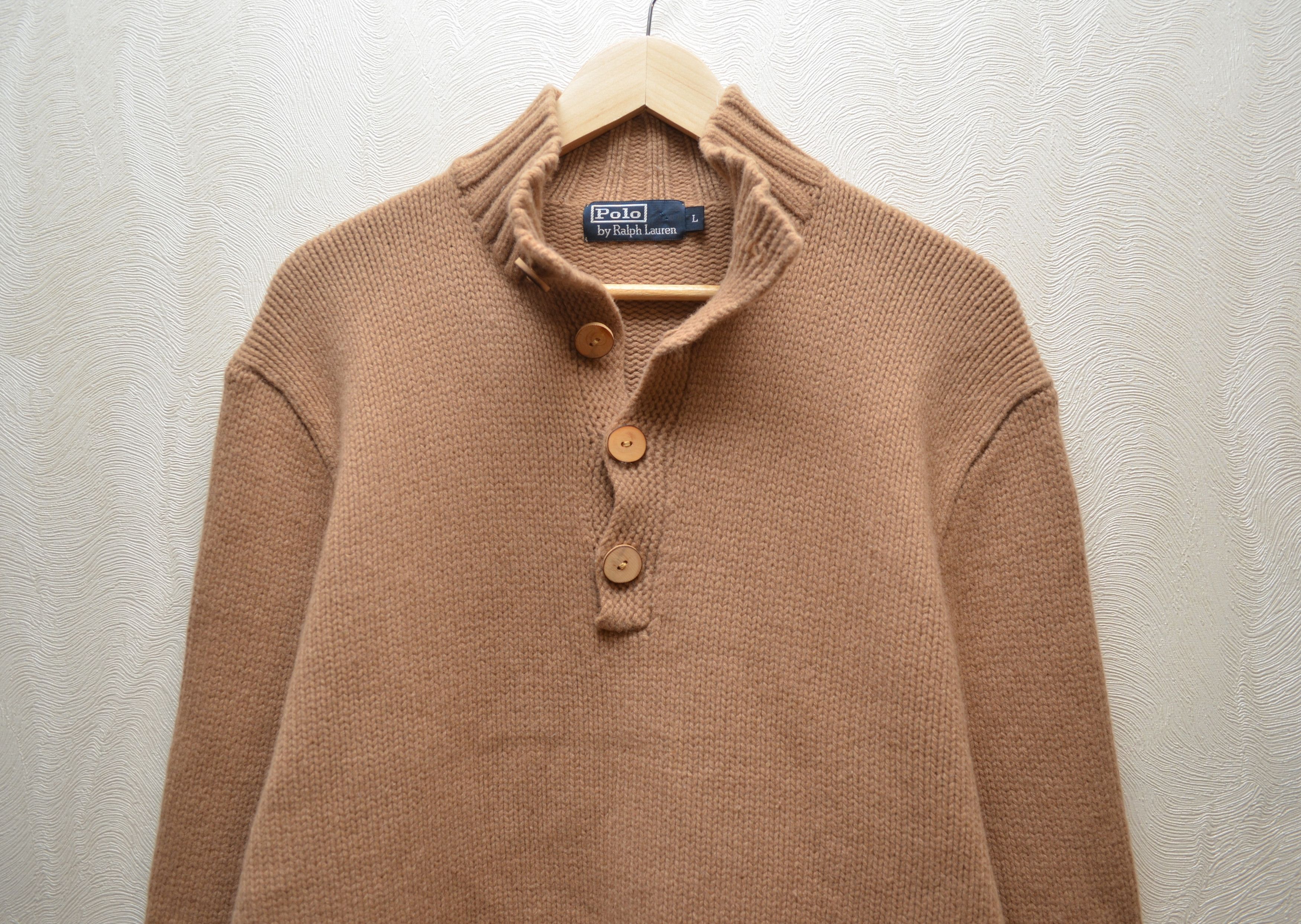 Polo Ralph Lauren × Vintage Polo Ralph Lauren Knit Wool Cashmere Beige Sweater Vintage Size US L / EU 52-54 / 3 - 8 Thumbnail