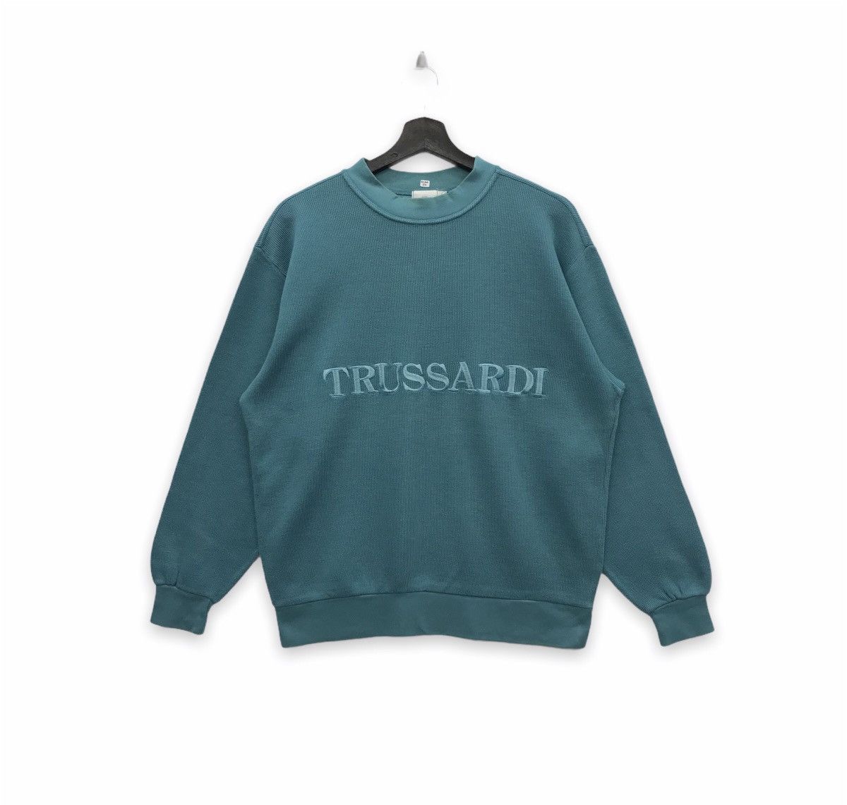 image of Italian Designers x Trussardi Vintage Trussardi Embroidery Spellout Sweatshirt, Men's (Size Large)