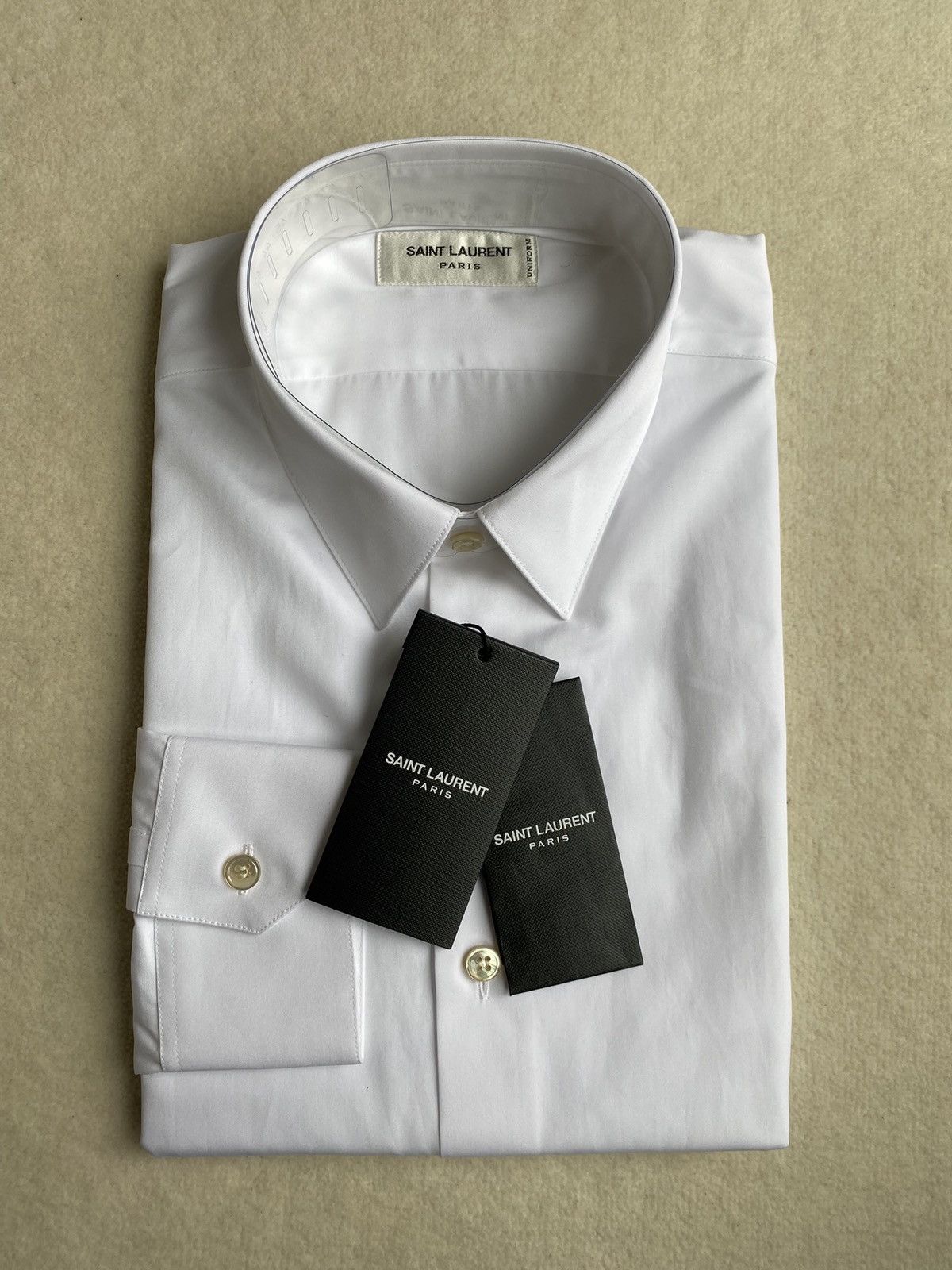 $760 sz 39 SS23 BNWT Saint Laurent white shirt cotton poplin