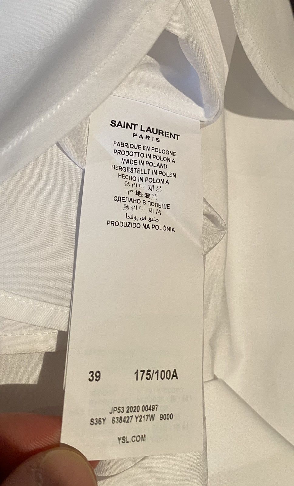 Saint Laurent Paris $760 sz 39 SS23 BNWT Saint Laurent white shirt cotton poplin Size 40R - 18 Thumbnail