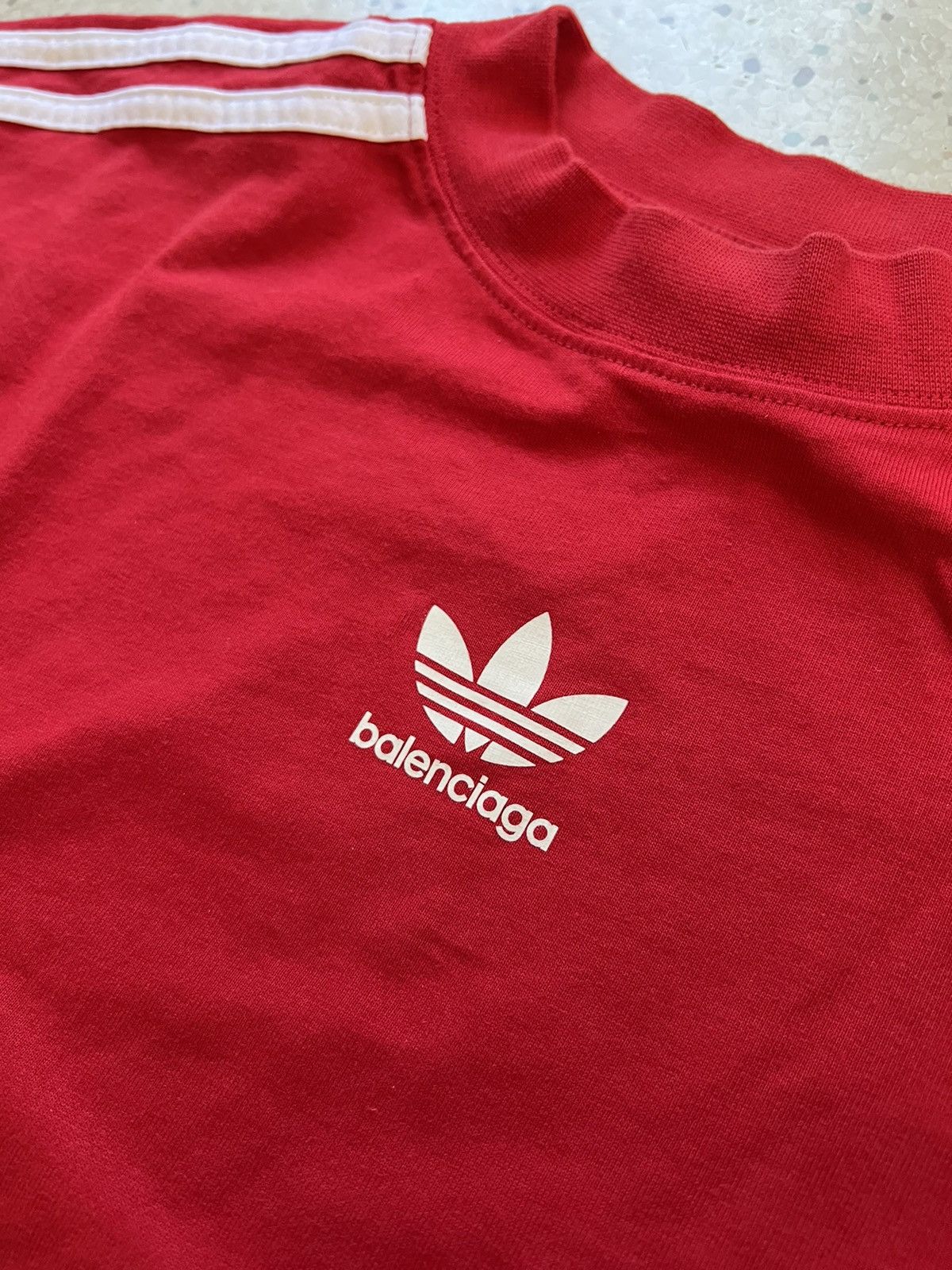 Adidas × Balenciaga Sz2 Red Striped Shirt Size US M / EU 48-50 / 2 - 5 Thumbnail