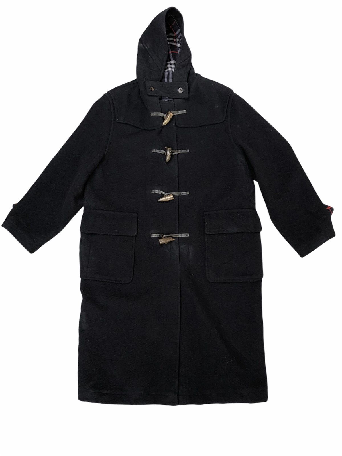 image of Vintage Burberrys Prorsum Hooded Wool Duffel Over Coat in Navy, Men's (Size Large)