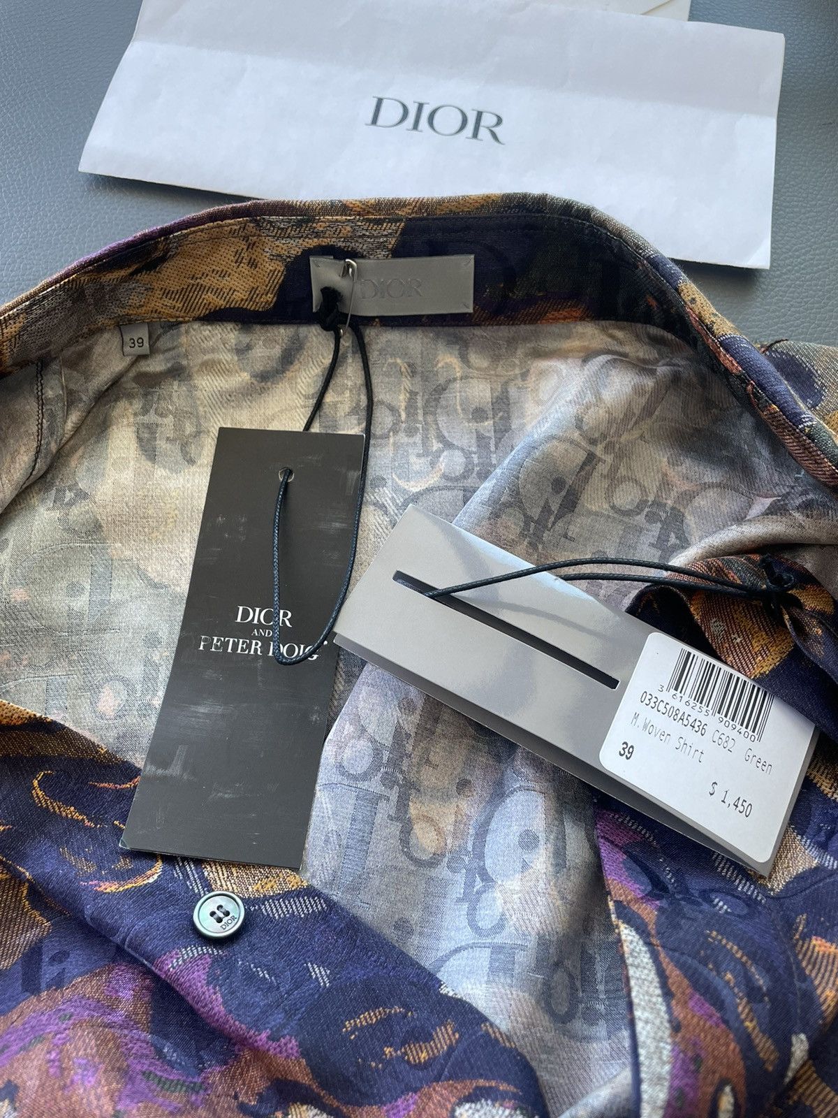Dior Super Rare Runway Dior x Peter Doig Oblique Logo Silk Shirt Size US L / EU 52-54 / 3 - 4 Thumbnail