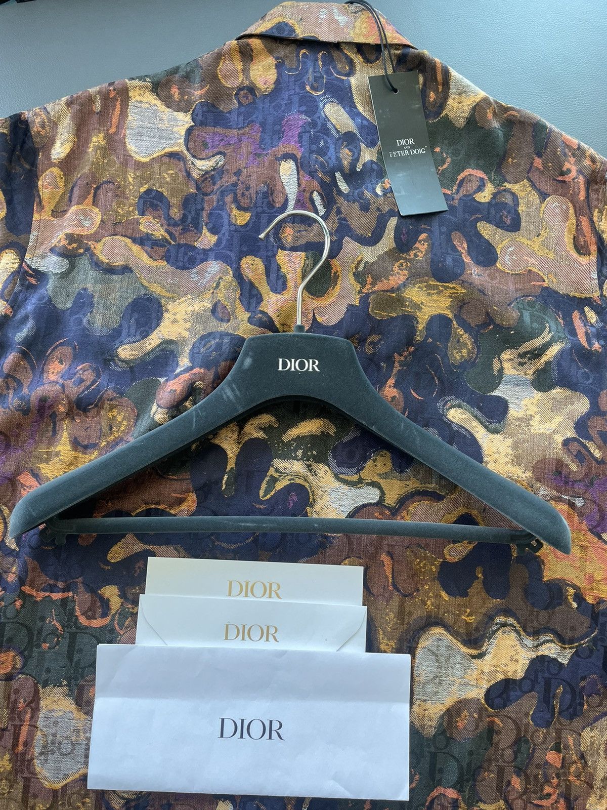 Dior Super Rare Runway Dior x Peter Doig Oblique Logo Silk Shirt Size US L / EU 52-54 / 3 - 3 Thumbnail